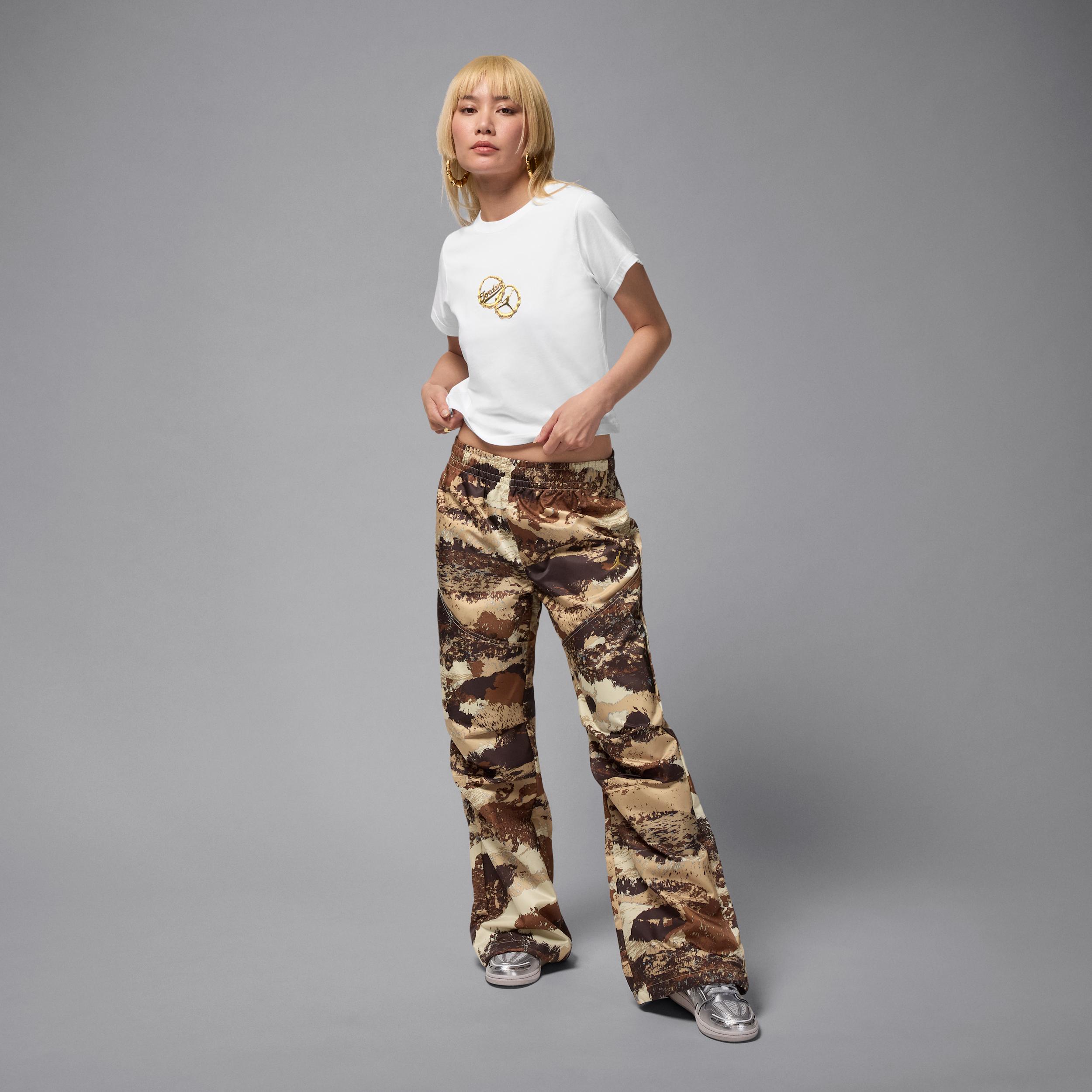 Jordan Womens Jordan Brooklyn TMID GX ATW Short Sleeve T-Shirt - Womens White/Black Product Image