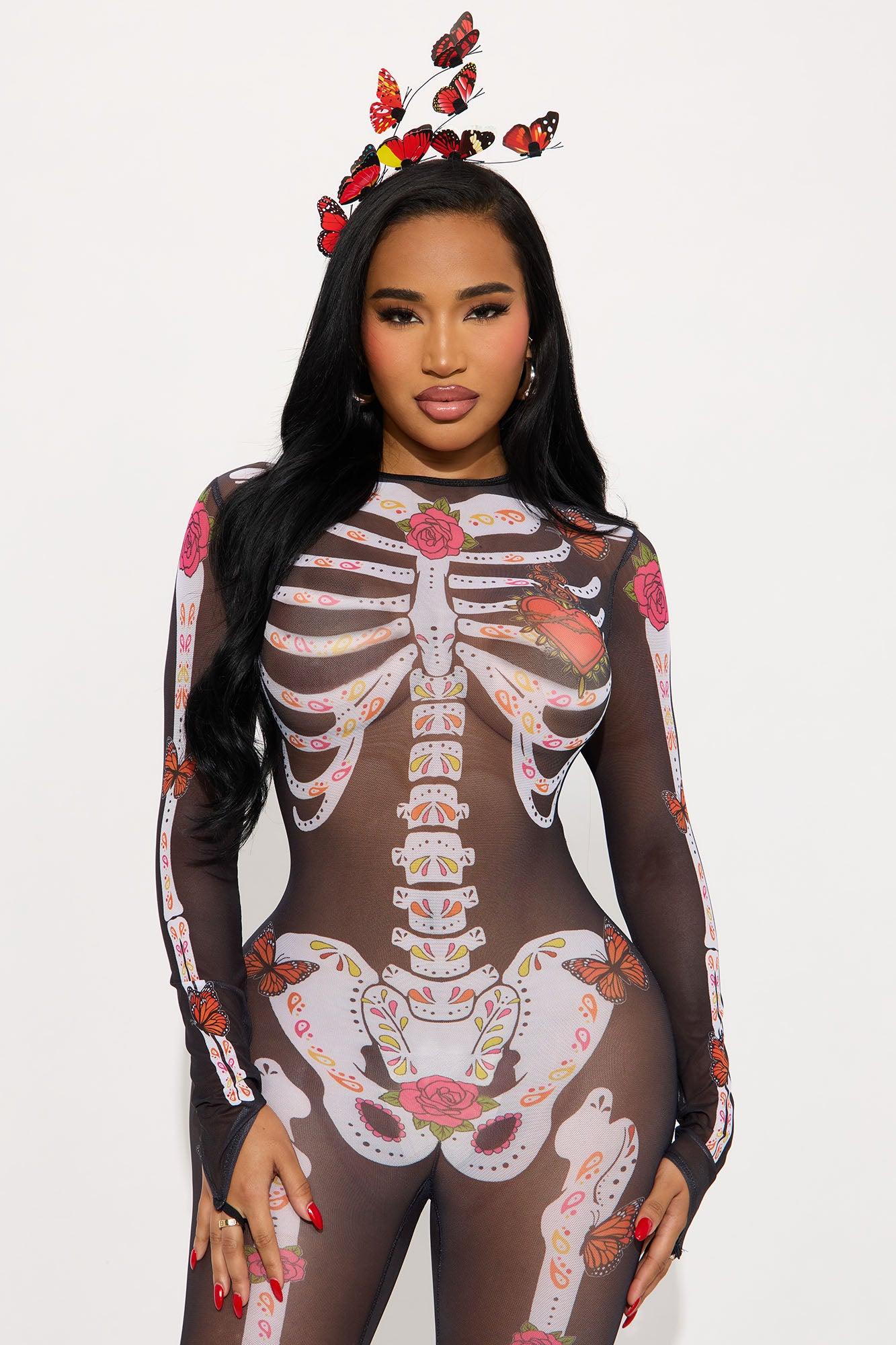 Dia De Los Muertos Sheer Jumpsuit - Black Female Product Image