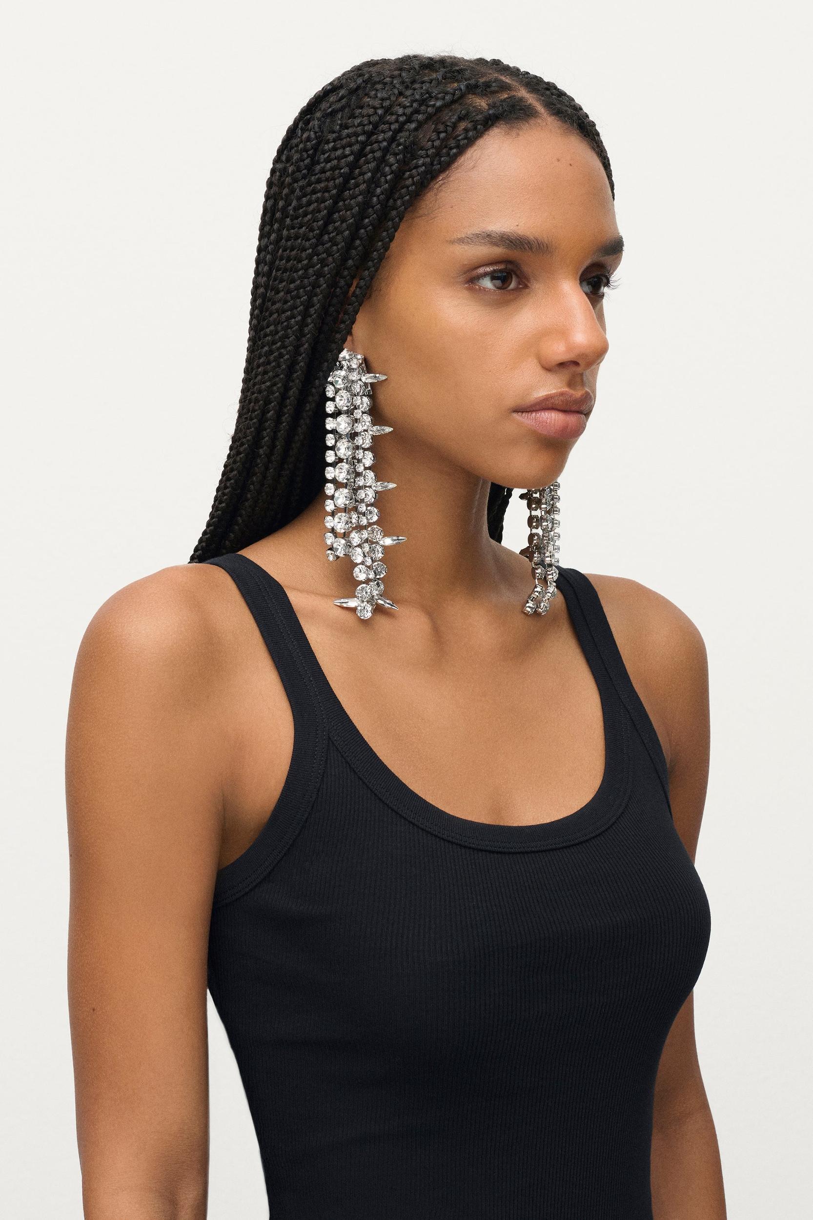 Crystal Fringe Drop Earrings Product Image
