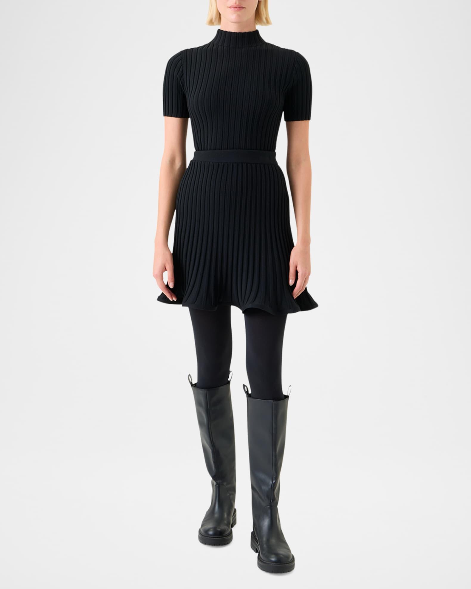 Mock-Neck Short-Sleeve Reverse Rib Knit Sweater Product Image