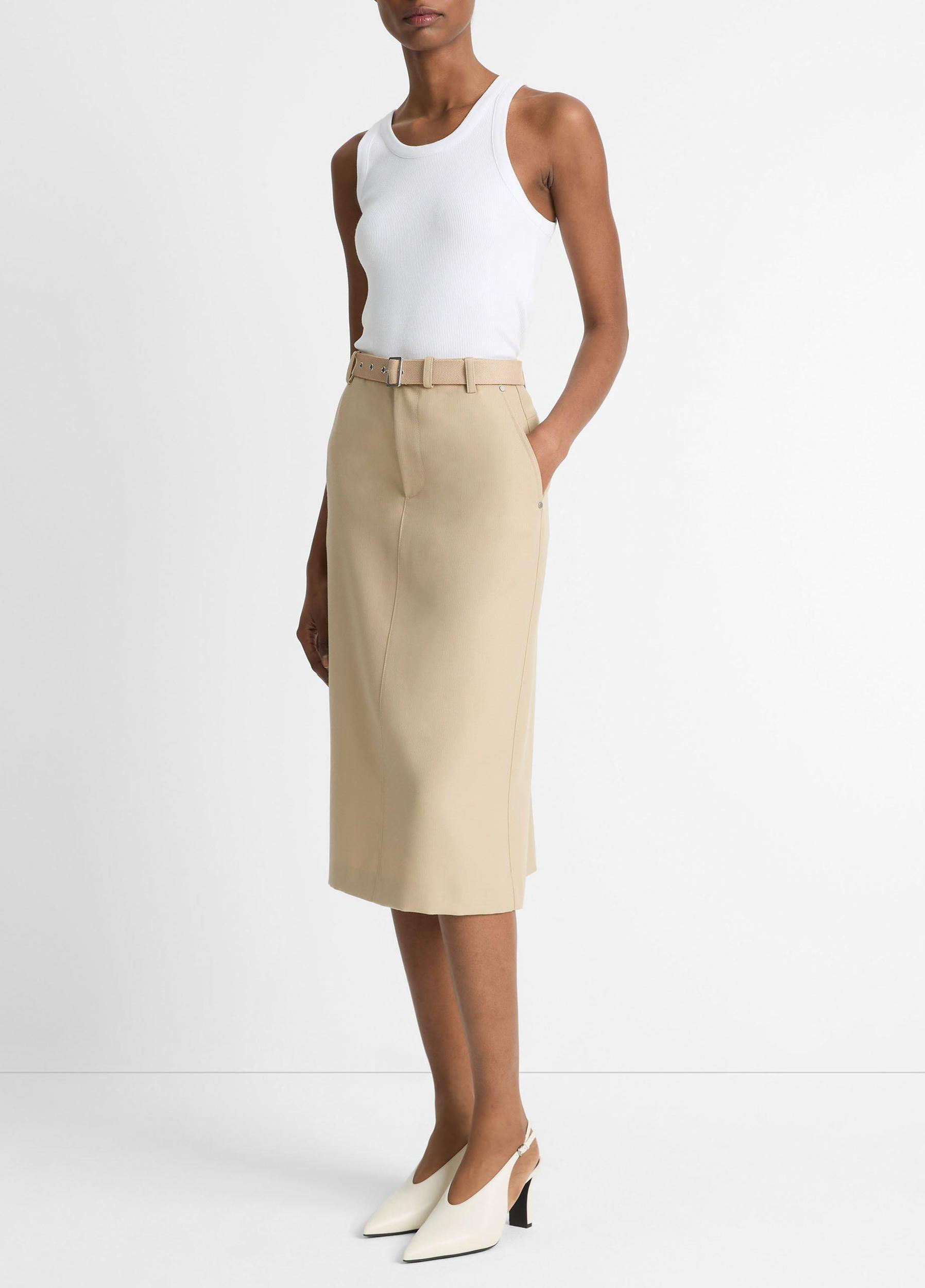 Belted Italian Canvas Skirt Product Image