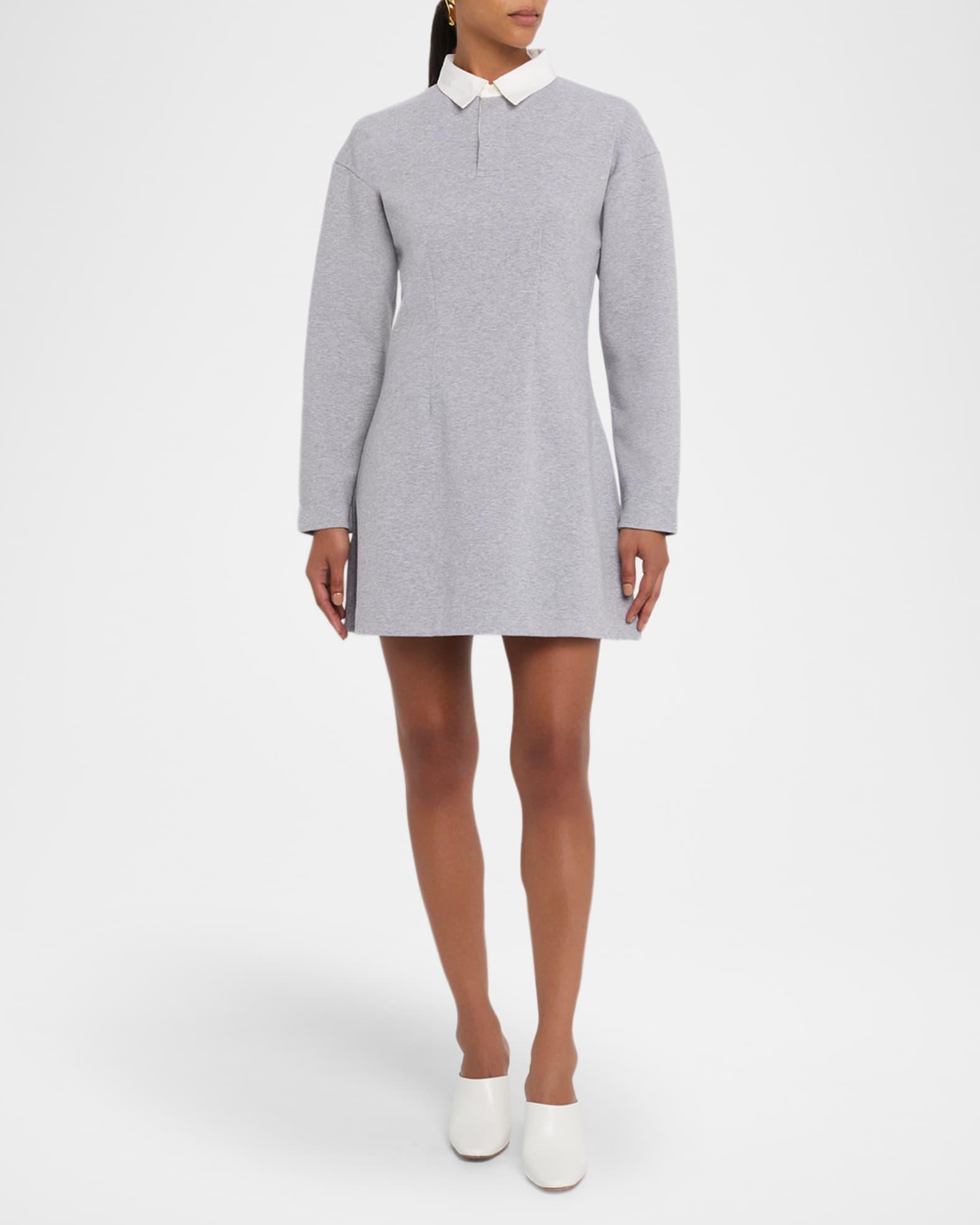 Long-Sleeve Mini Polo Shirtdress Product Image
