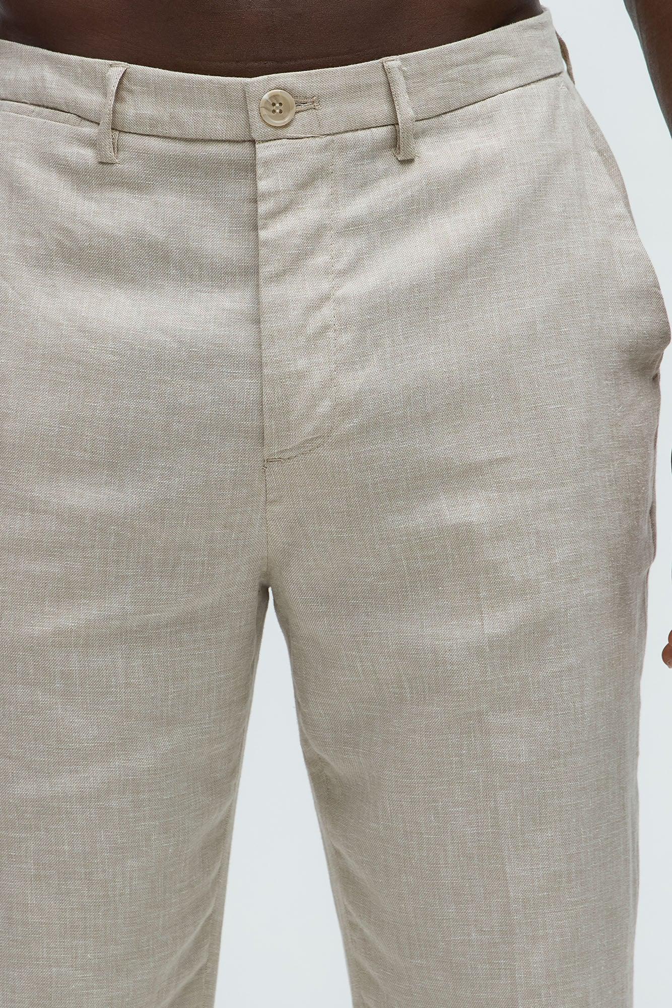 Bahamas Straight Linen Trousers - Stone Product Image