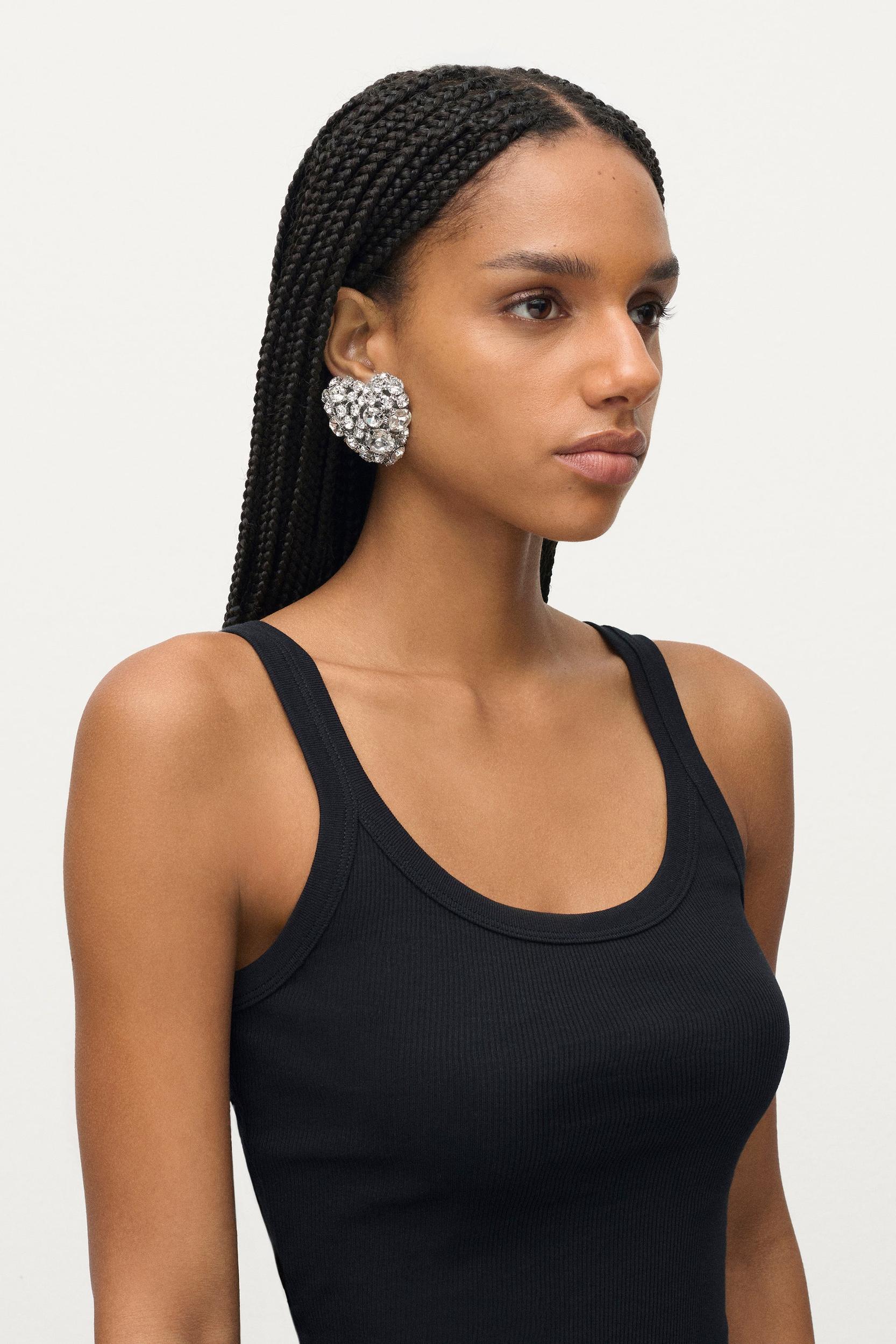 Crystal Cluster Heart Earrings Product Image