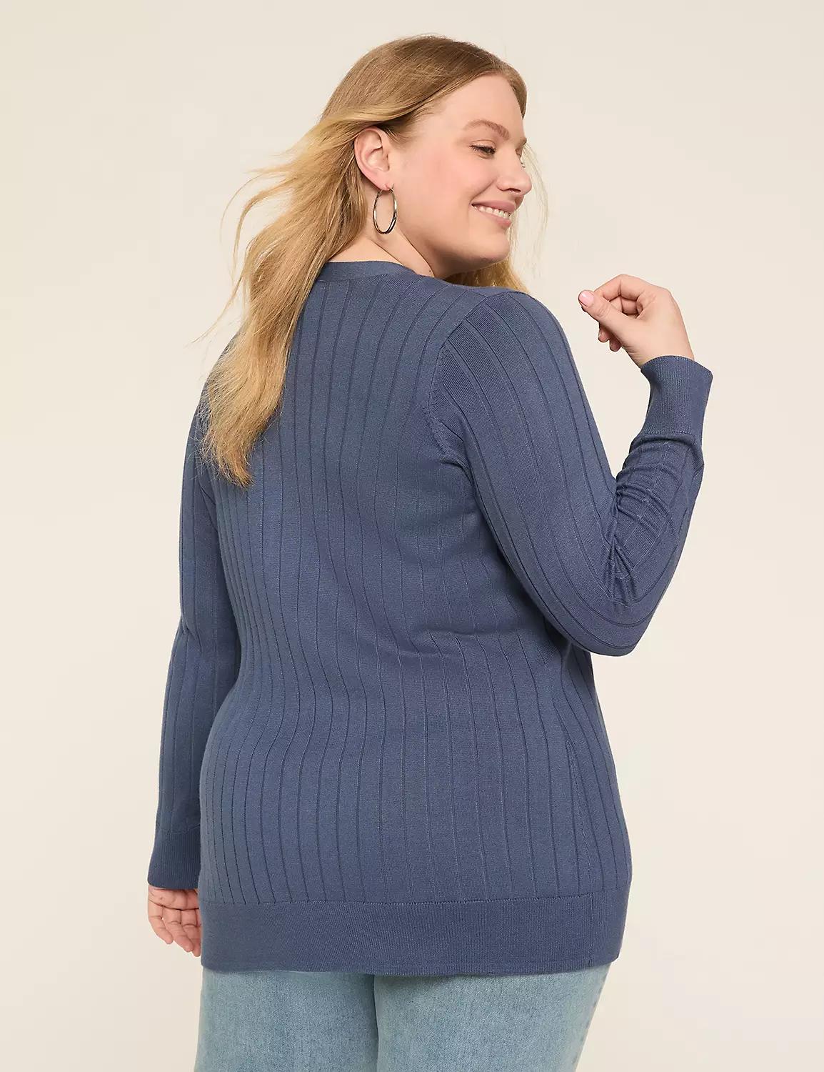 Modern Ribbed Long-Sleeve Open-Front Cardigan Product Image