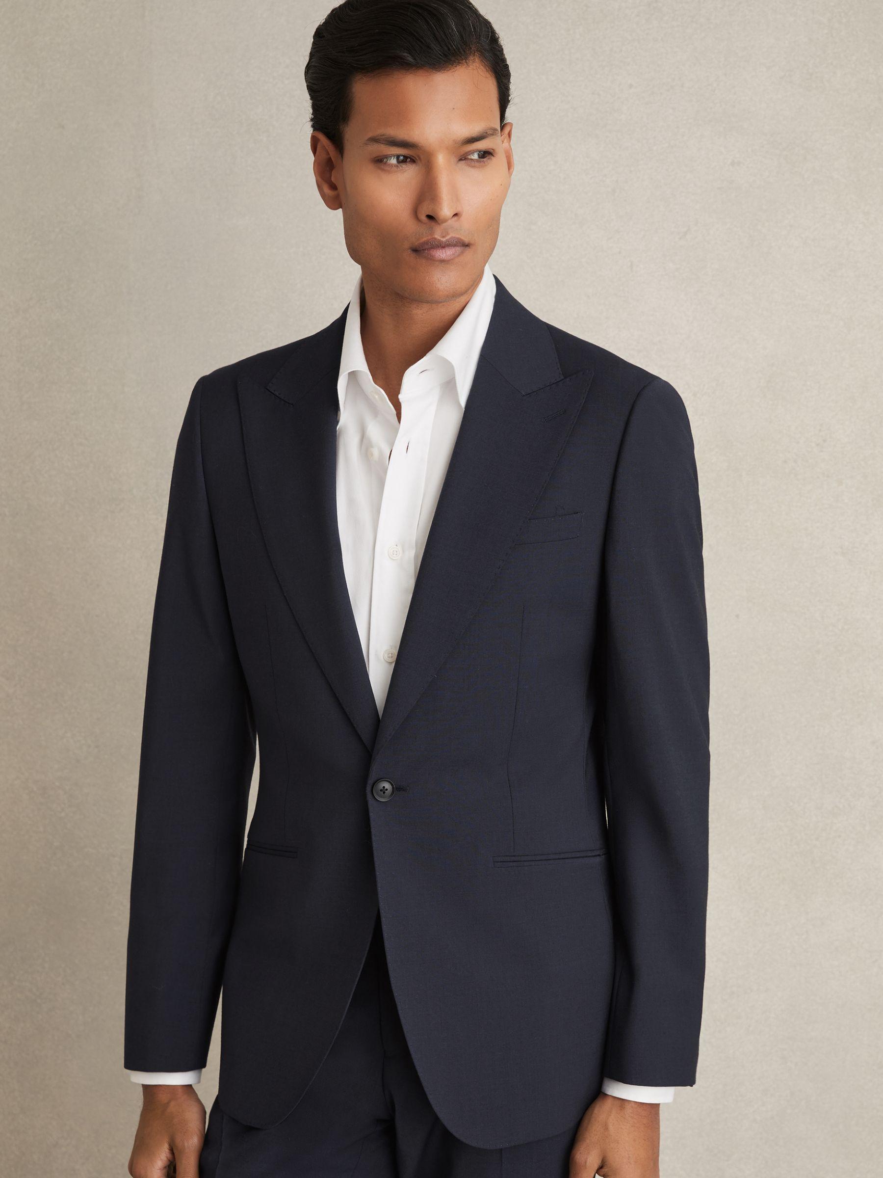 Regular-Fit Single-Breasted Wool-Blend Suit Blazer in Bright Blue Product Image