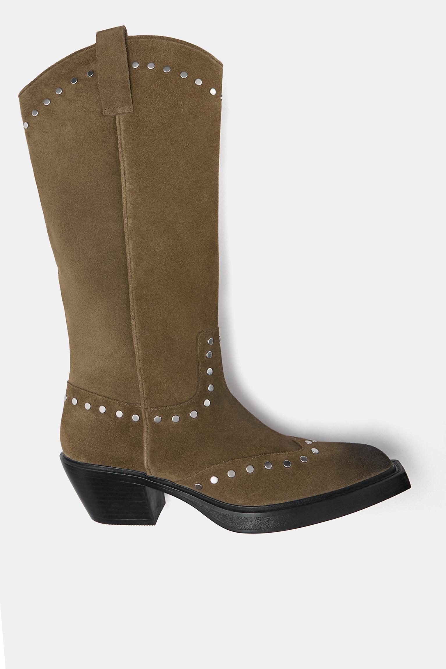 Studded leather cowboy boots Product Image