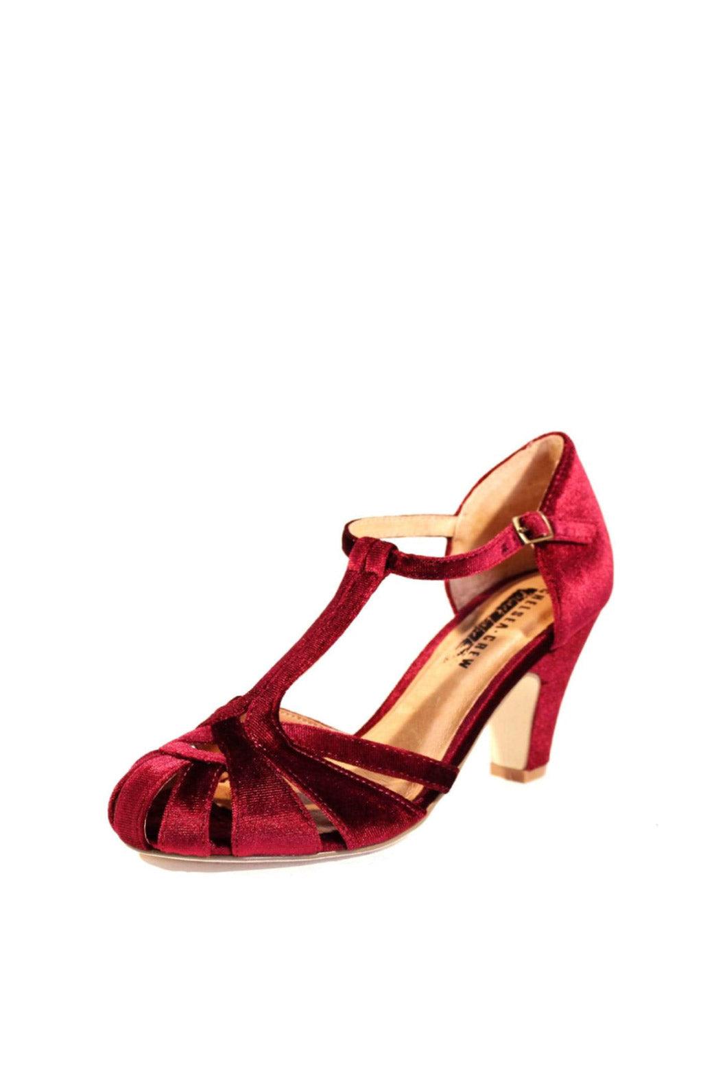 Sergi Velvet T-Strap Heels Product Image