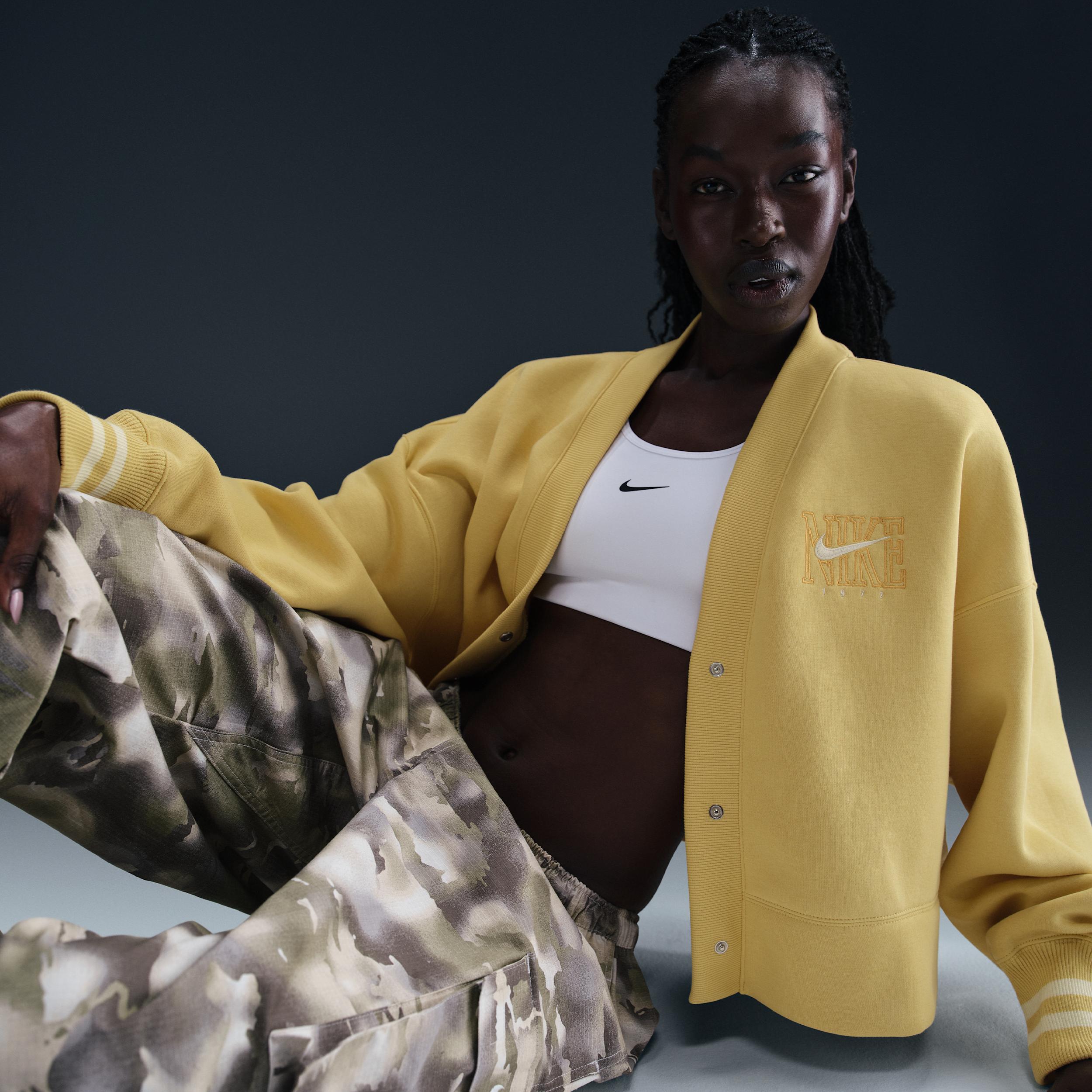 Nike Womens Nike NSW Phoenix Fleece OOS Graphic Cardigan - Womens Black Product Image