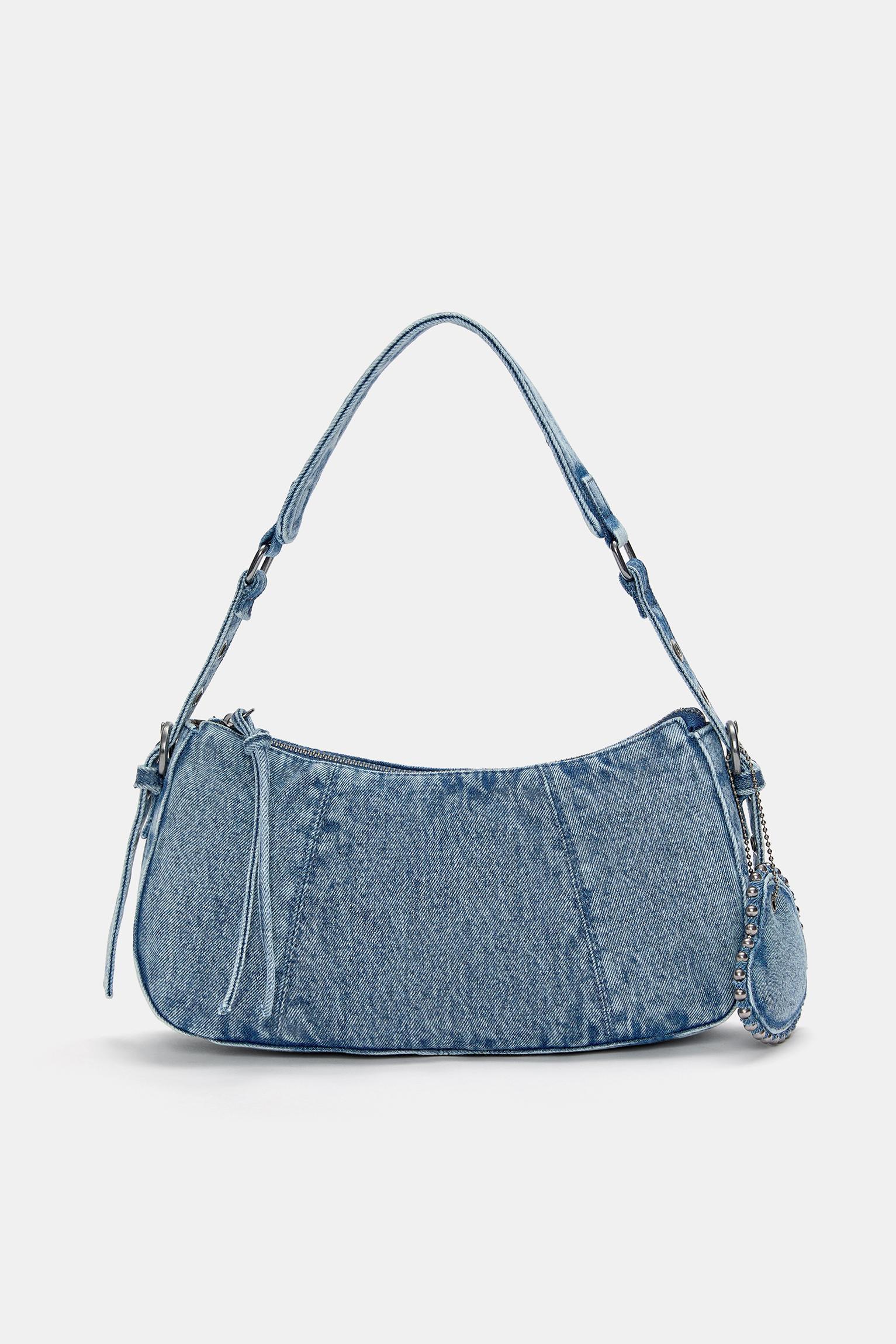 Embellished denim shoulder bag Product Image