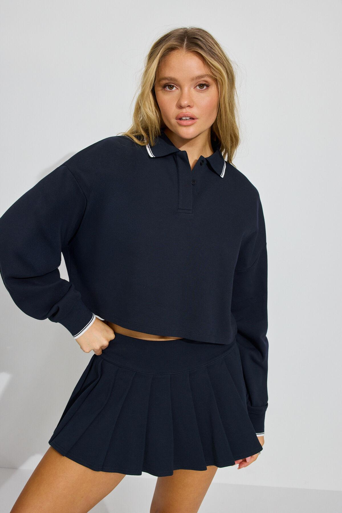 Oversized Cropped Polo Shirt Product Image