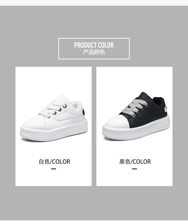 Faux Leather Heart Print Platform Sneakers Product Image