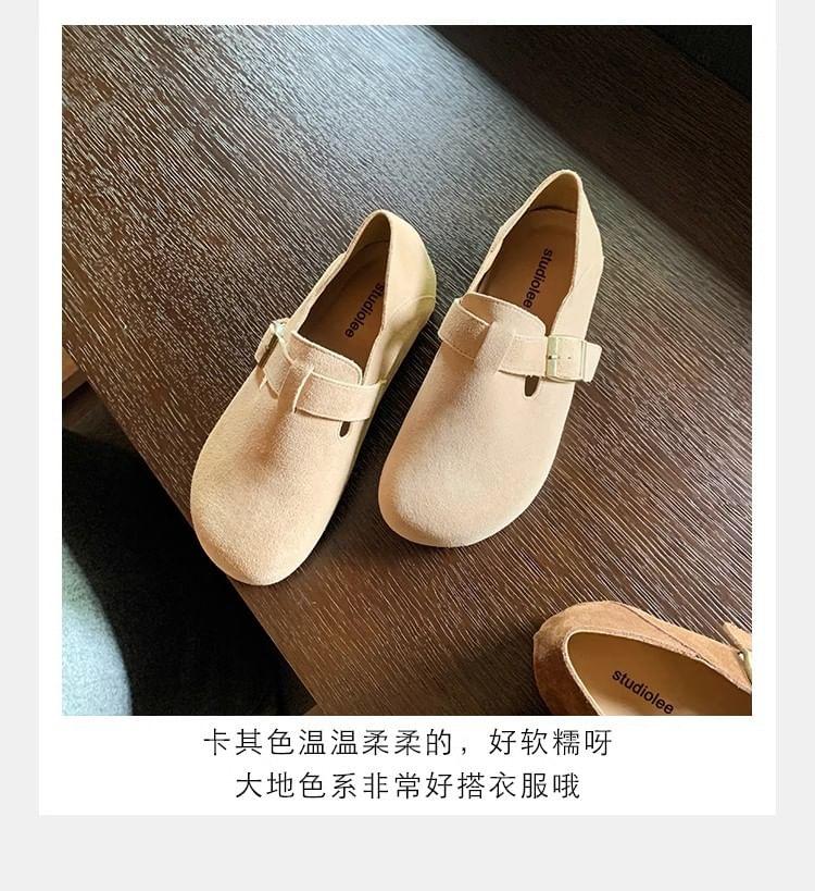 Platform Buckled Suede Slip Ons Product Image