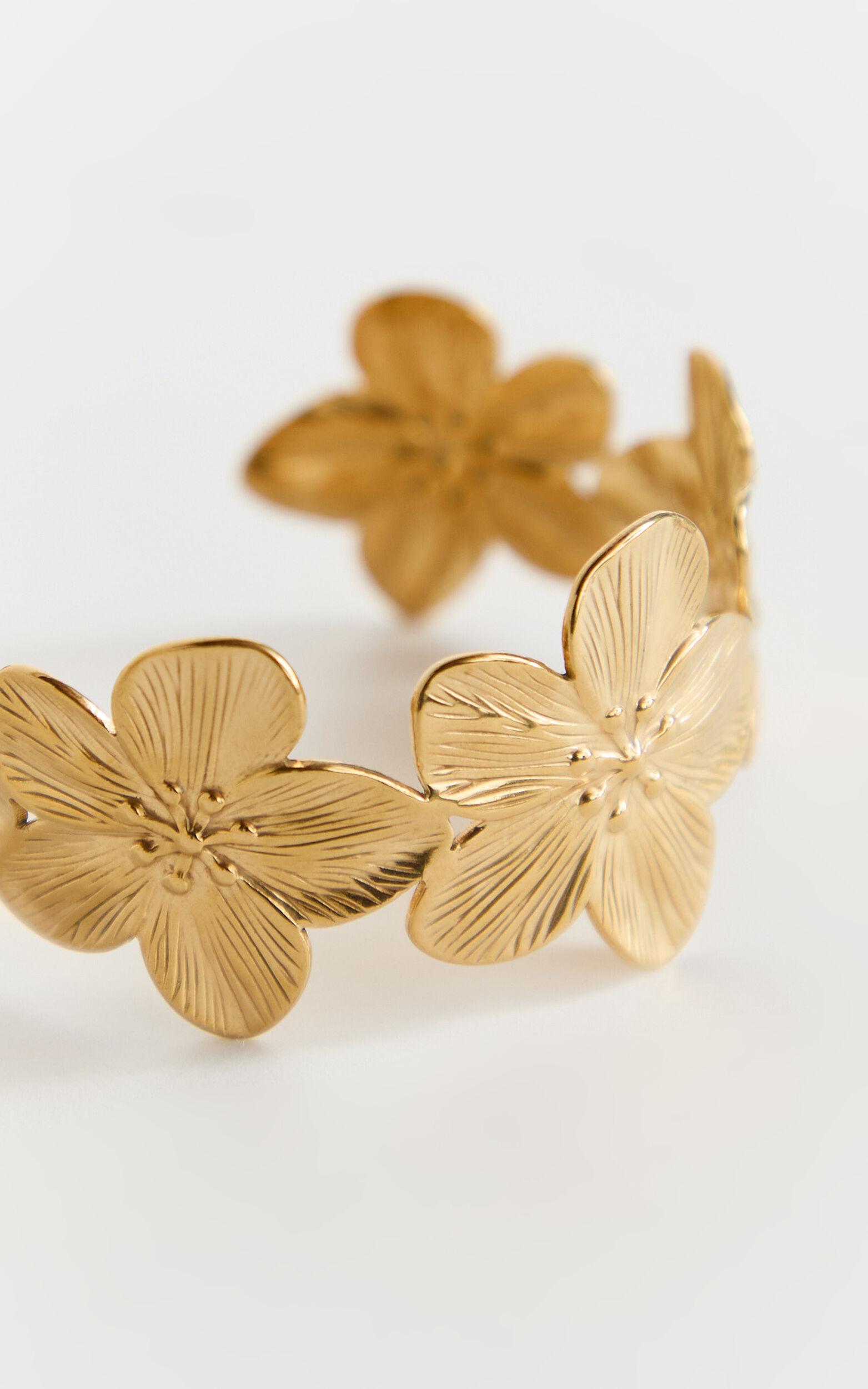 Willow Bracelet - Flower Cuff Bracelet in Gold Product Image