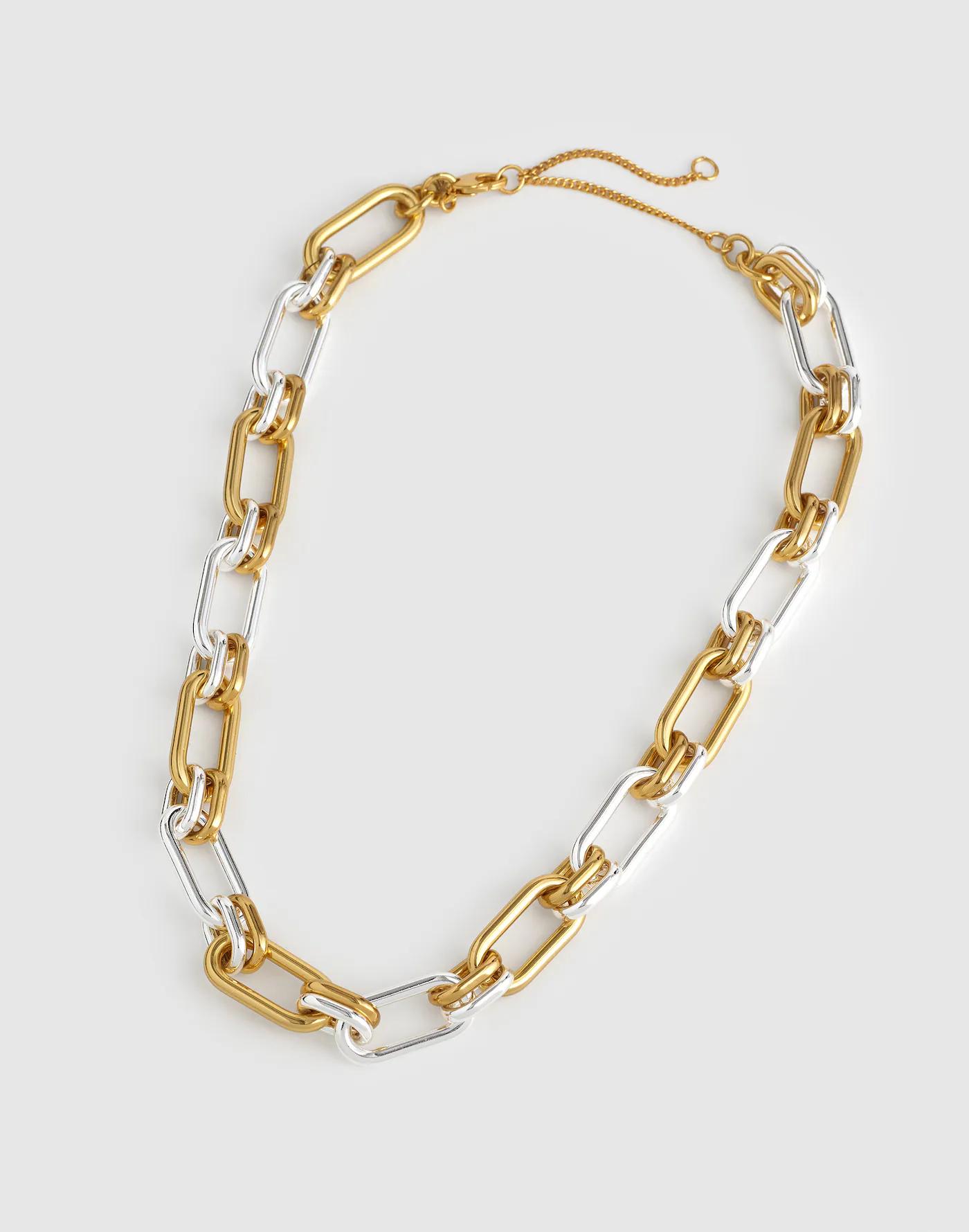 Mixed-Metal Chunky Link Chain Necklace Product Image