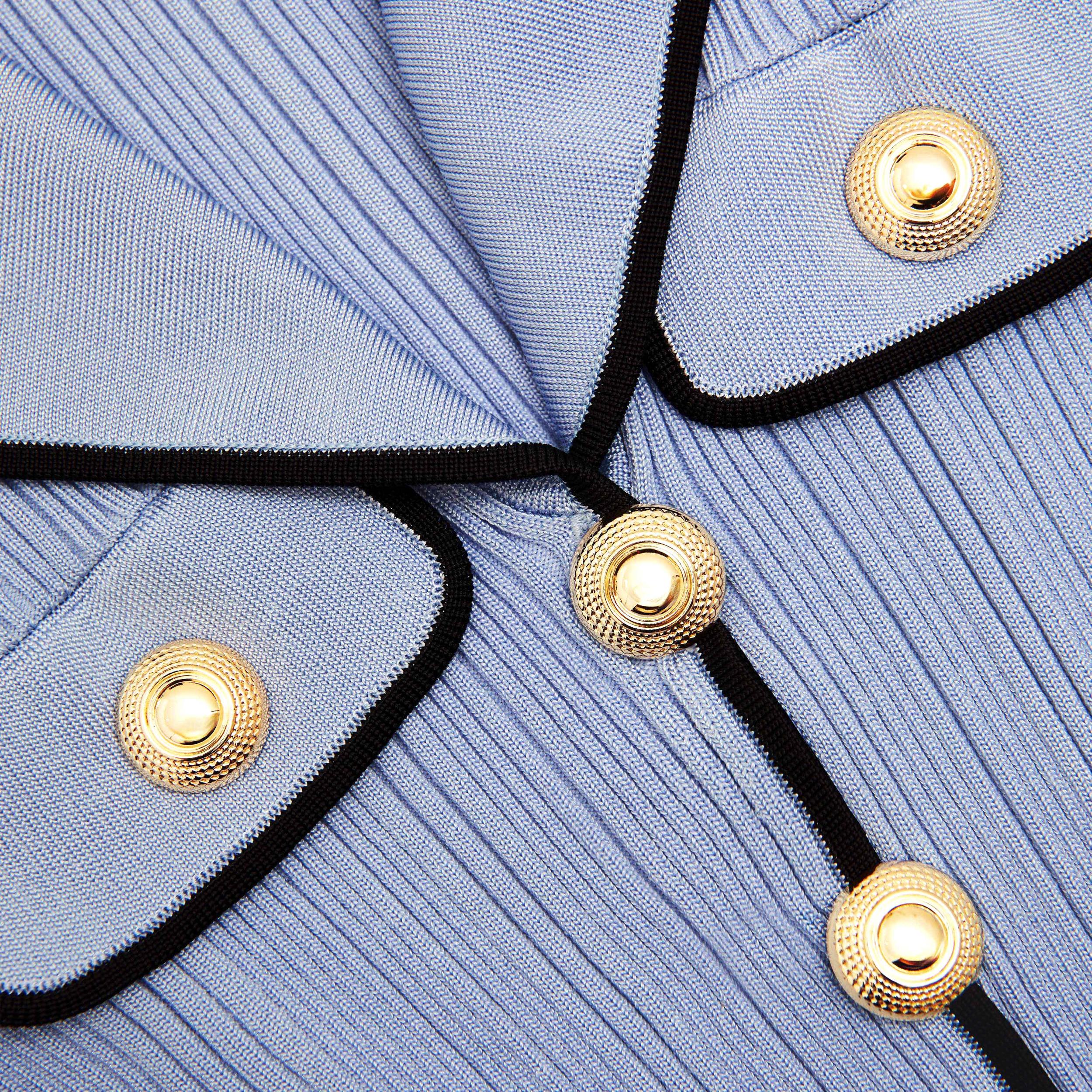 Blue Viscose Rib Knit - Mini Dress Product Image