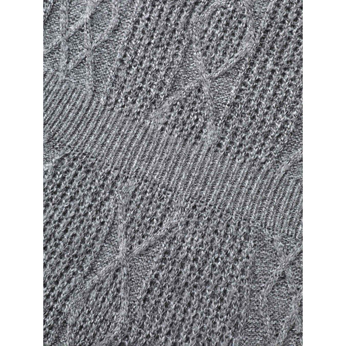 Plus Size Cable Knit Ribbed Waist Cinched Midi Sweater Dress Mediumgray Women Elegant Bodycon Long Sleeve Everyday Sweater Dresses BloomChic 30/6X Product Image