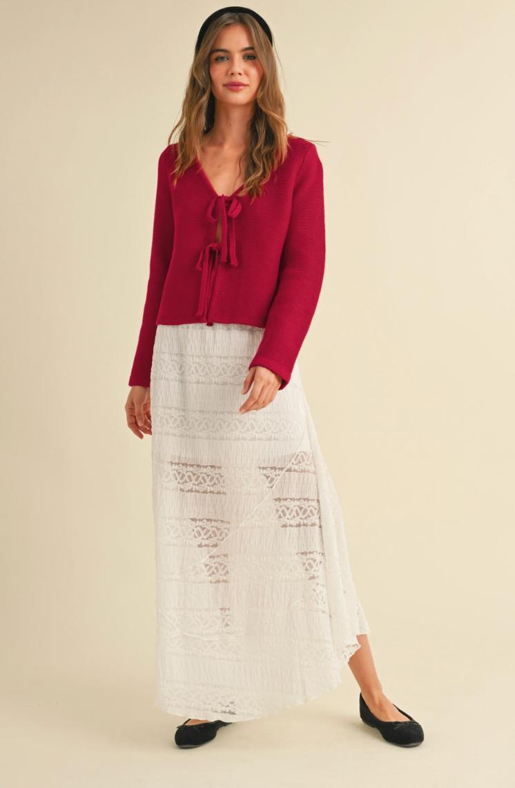 Knitted Tie Front Cardigan Product Image