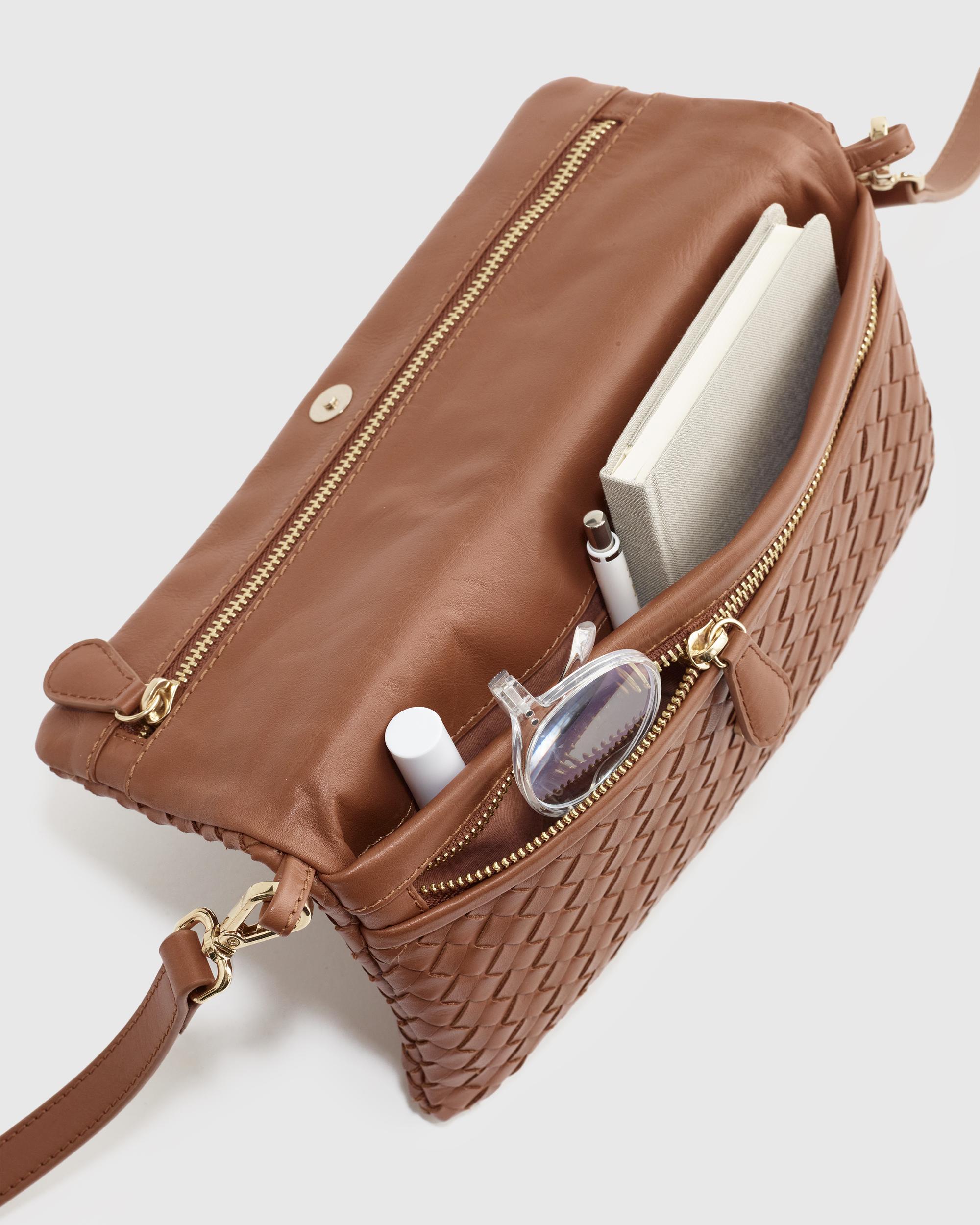 Quince | Women's Italian Leather Handwoven Convertible Clutch Product Image