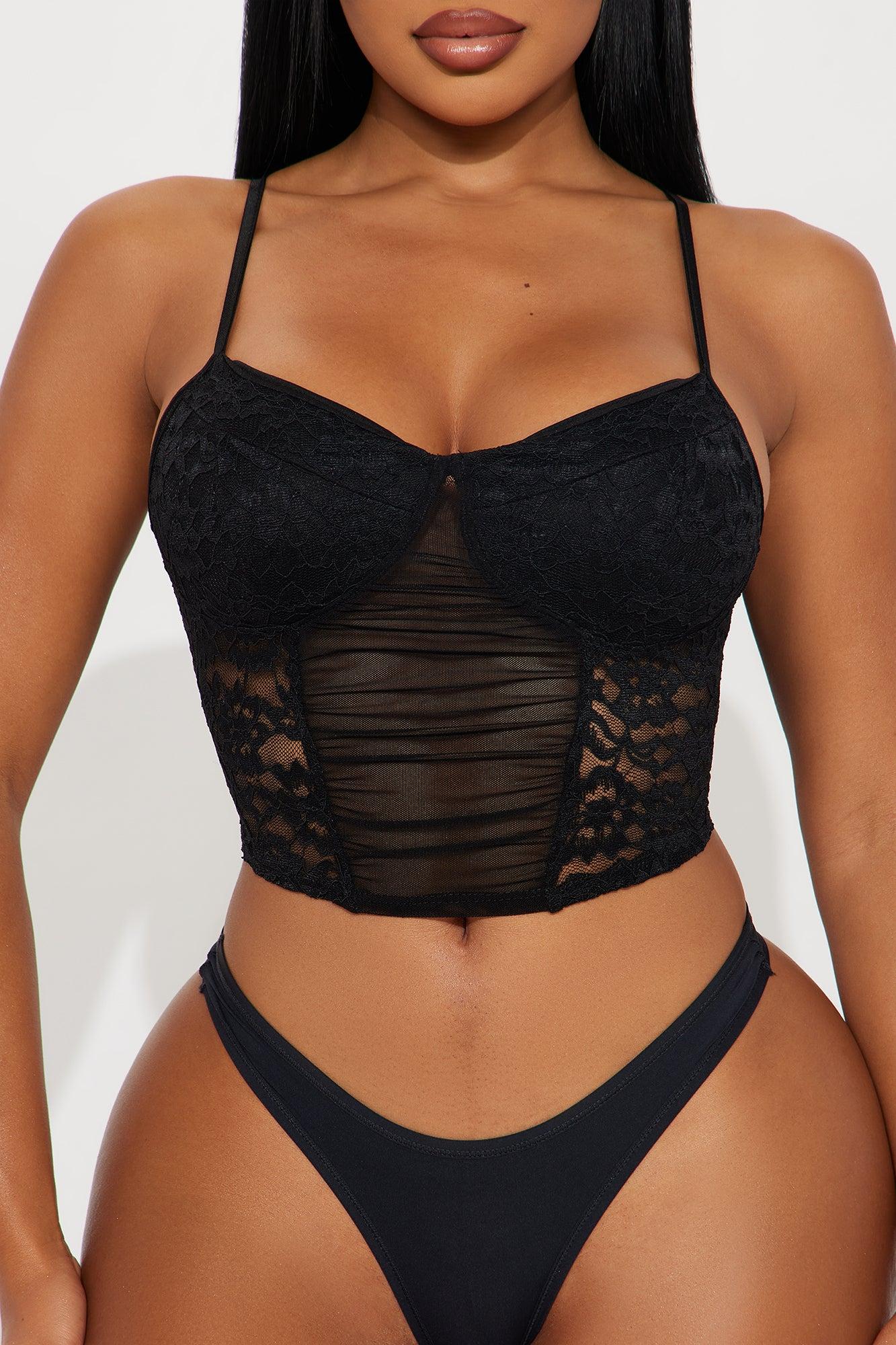 Lace Corset Bra Top -  Black Product Image