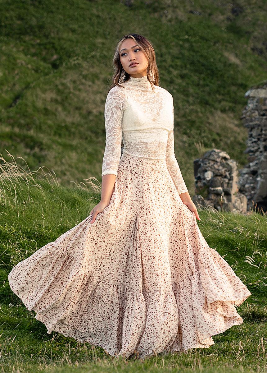 Annah Skirt in Neutral Floral Female Product Image