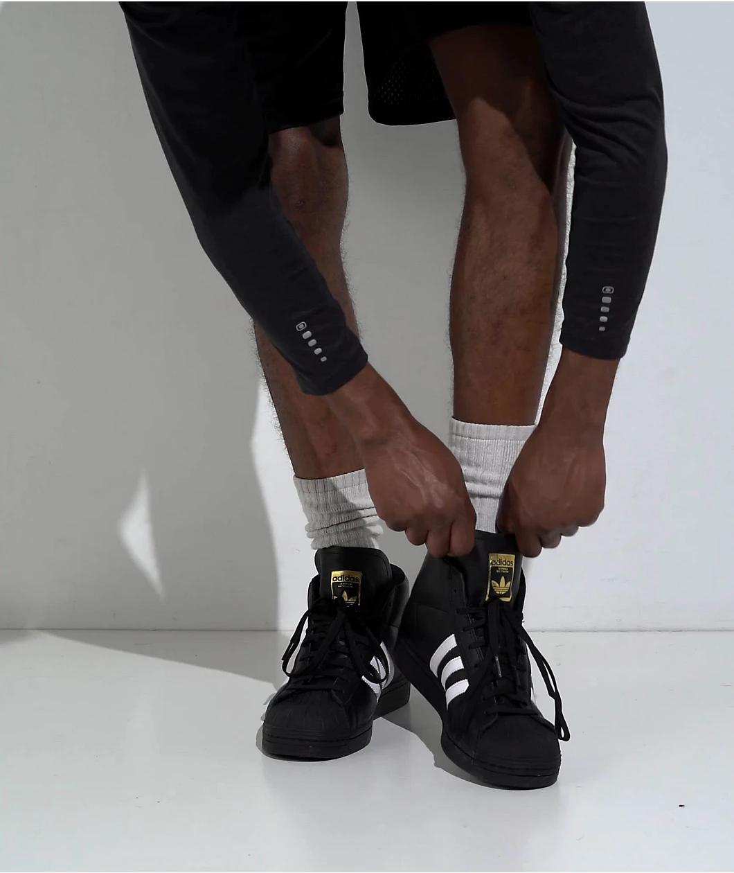 adidas Pro Model ADV Core Black & Crystal White High Top Skate Shoes Product Image