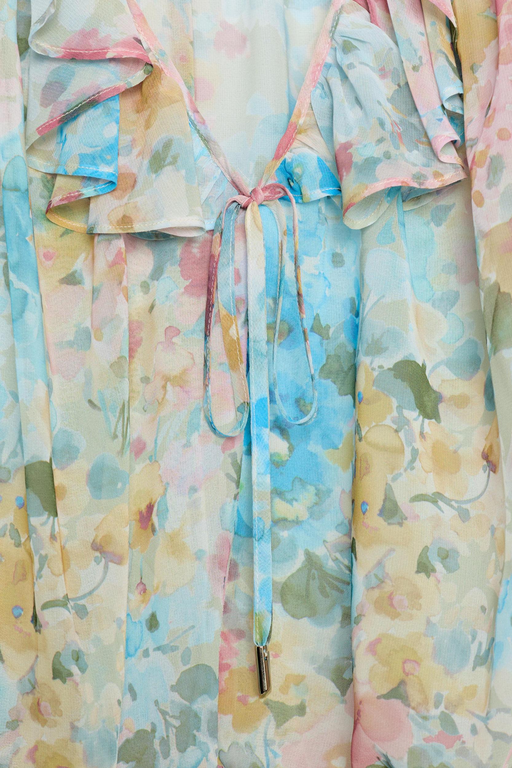 RUFFLED FLORAL PRINT BLOUSE Product Image
