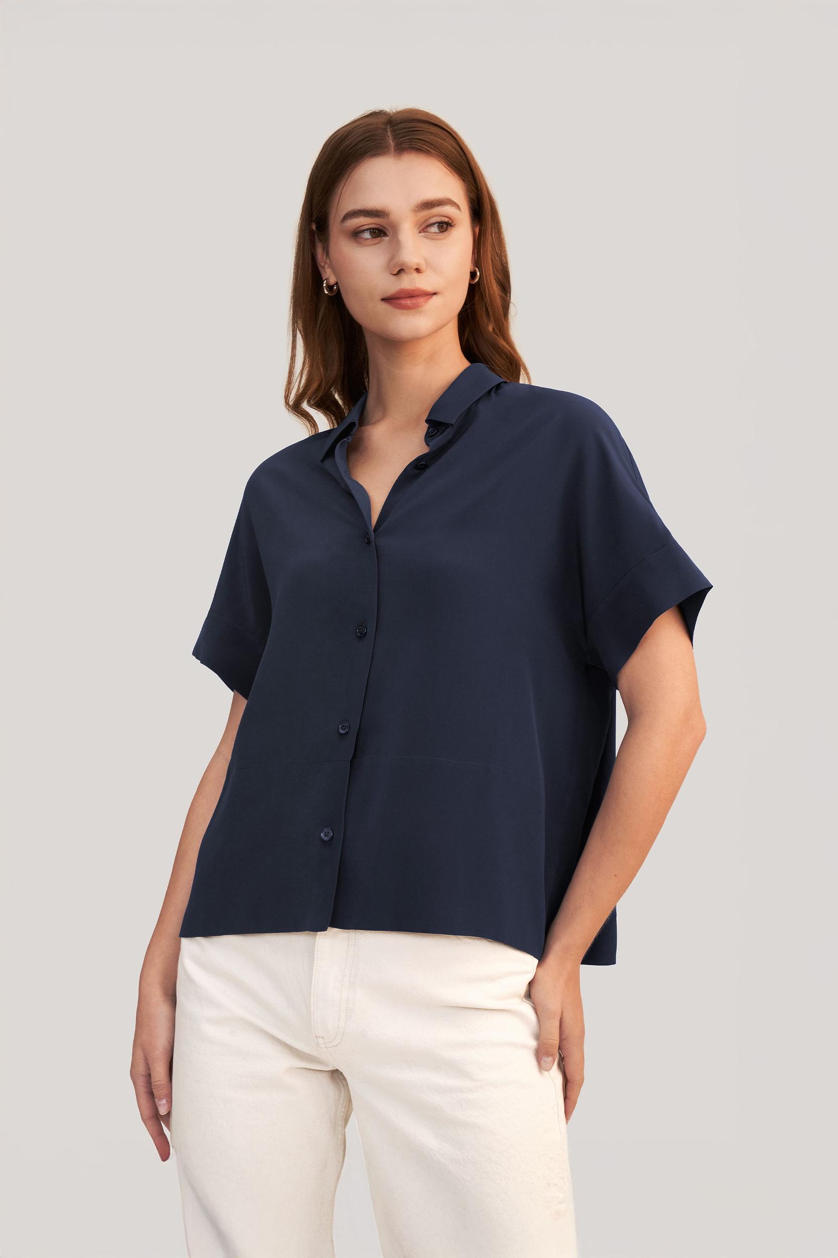 Casual Short Sleeves Loose Silk T-Shirt Product Image