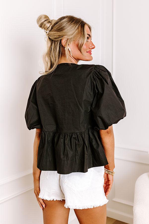 A Little Bit Flirty Front Tie Top in Black Product Image