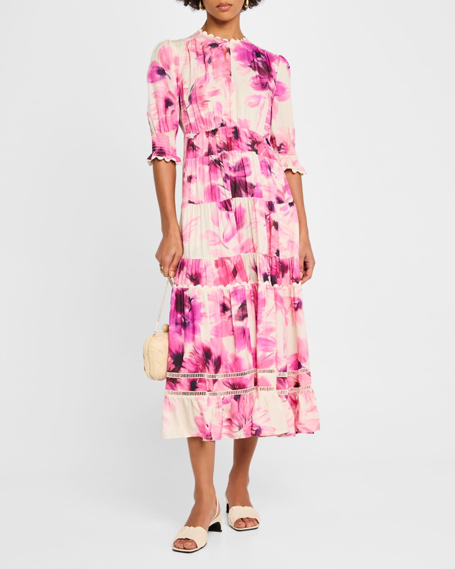 Daphne Tiered Floral-Print Midi Dress Product Image