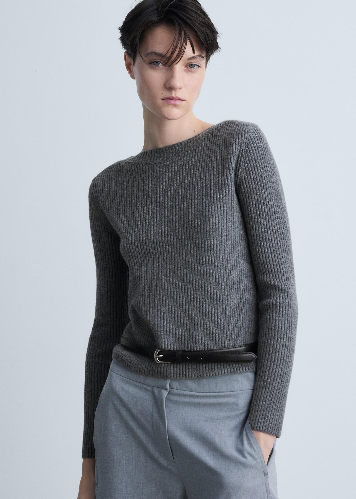 Boat neck ribbed sweater - Women | MANGO USA Product Image