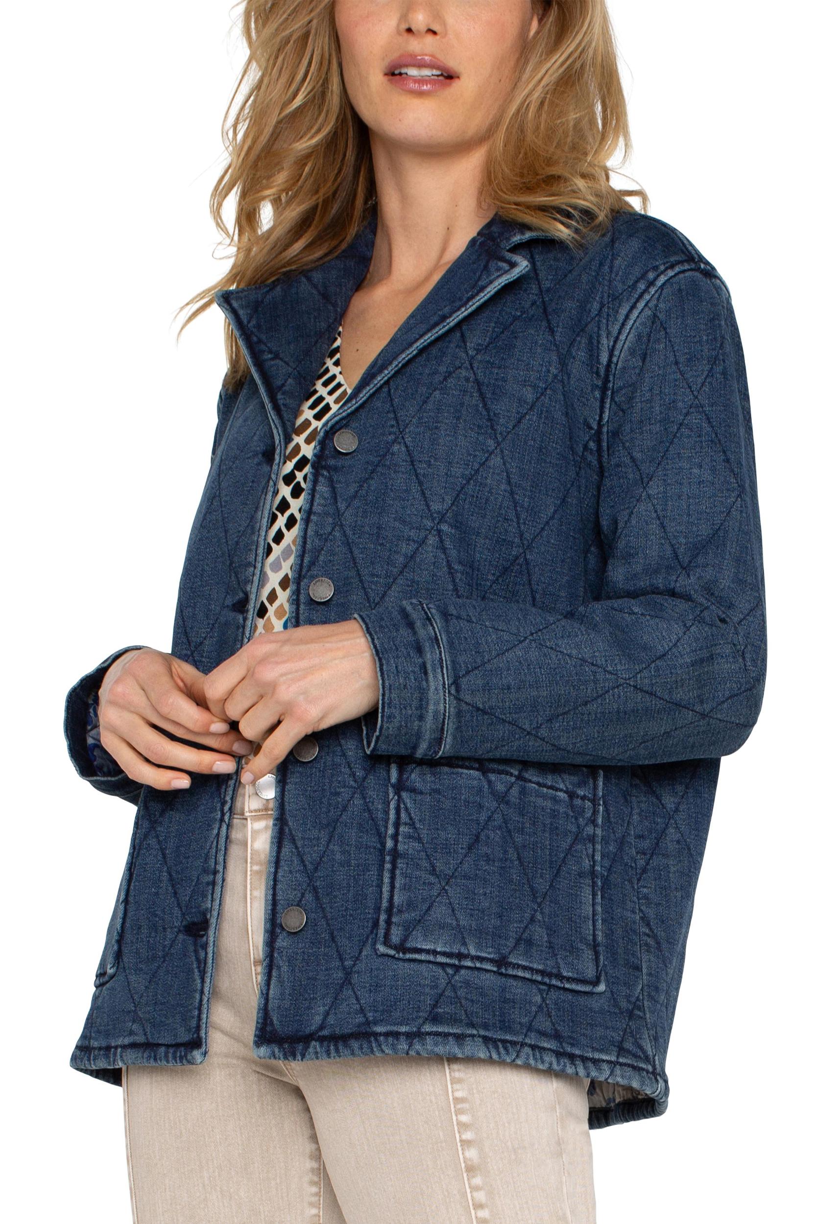 Notch Collar Quilted Coat Product Image