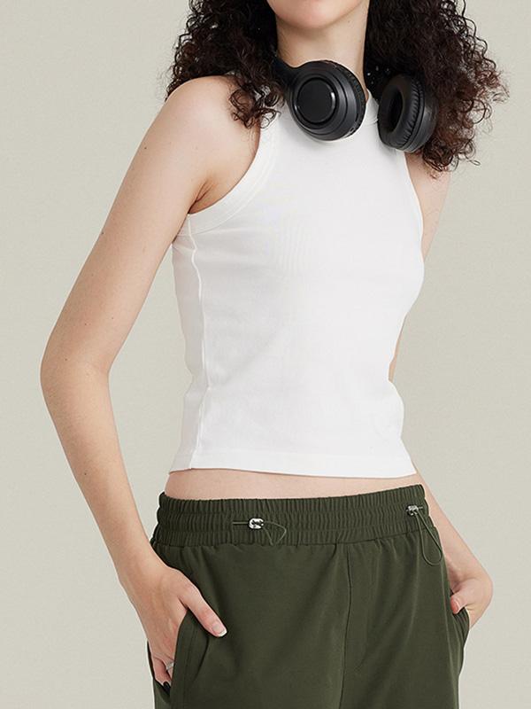 White Slim Short Tank Top Product Image