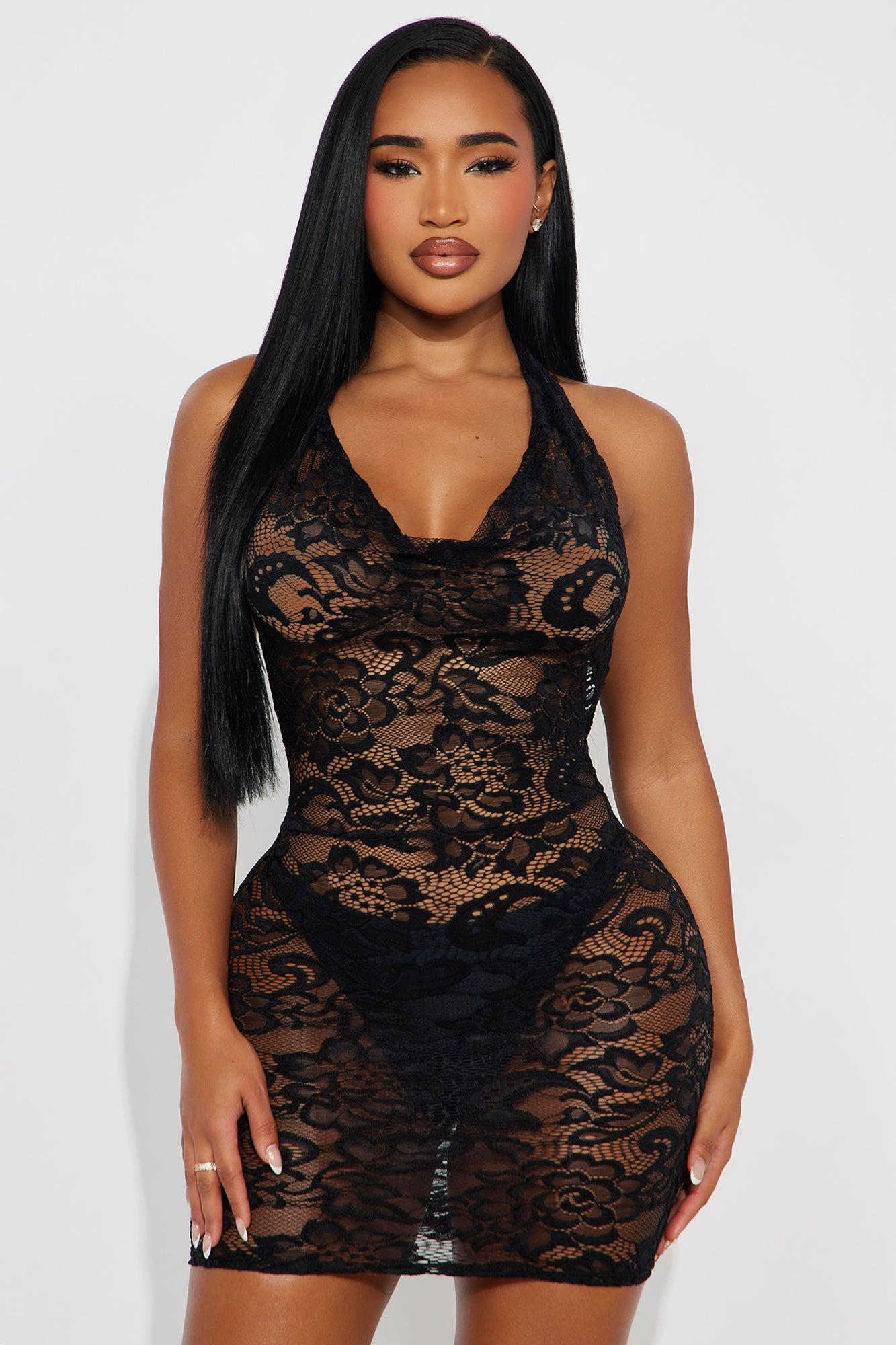 Talia Lace Mini Dress - Black Female Product Image