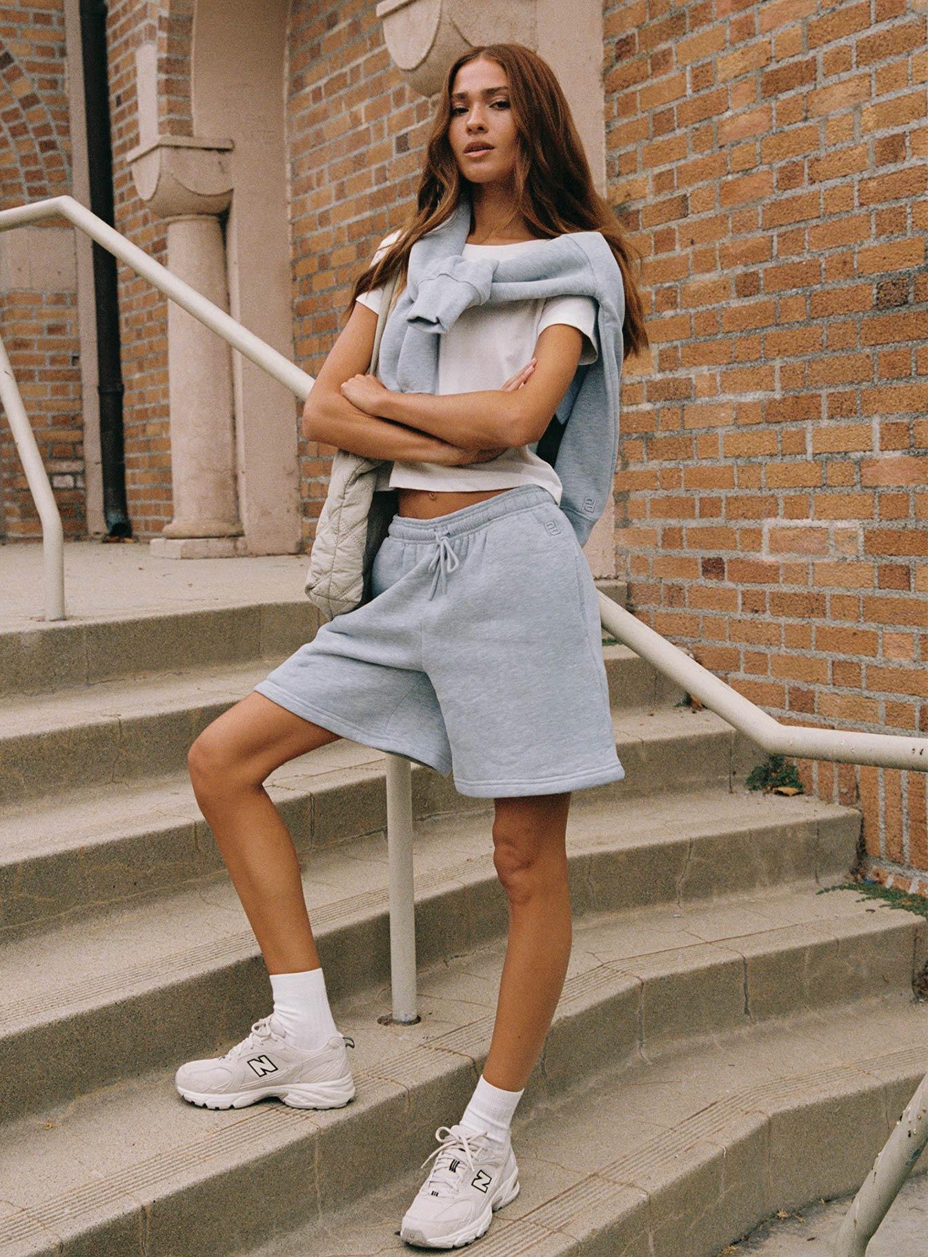 Dream Fleece Longline Shorts Grey Marle Product Image