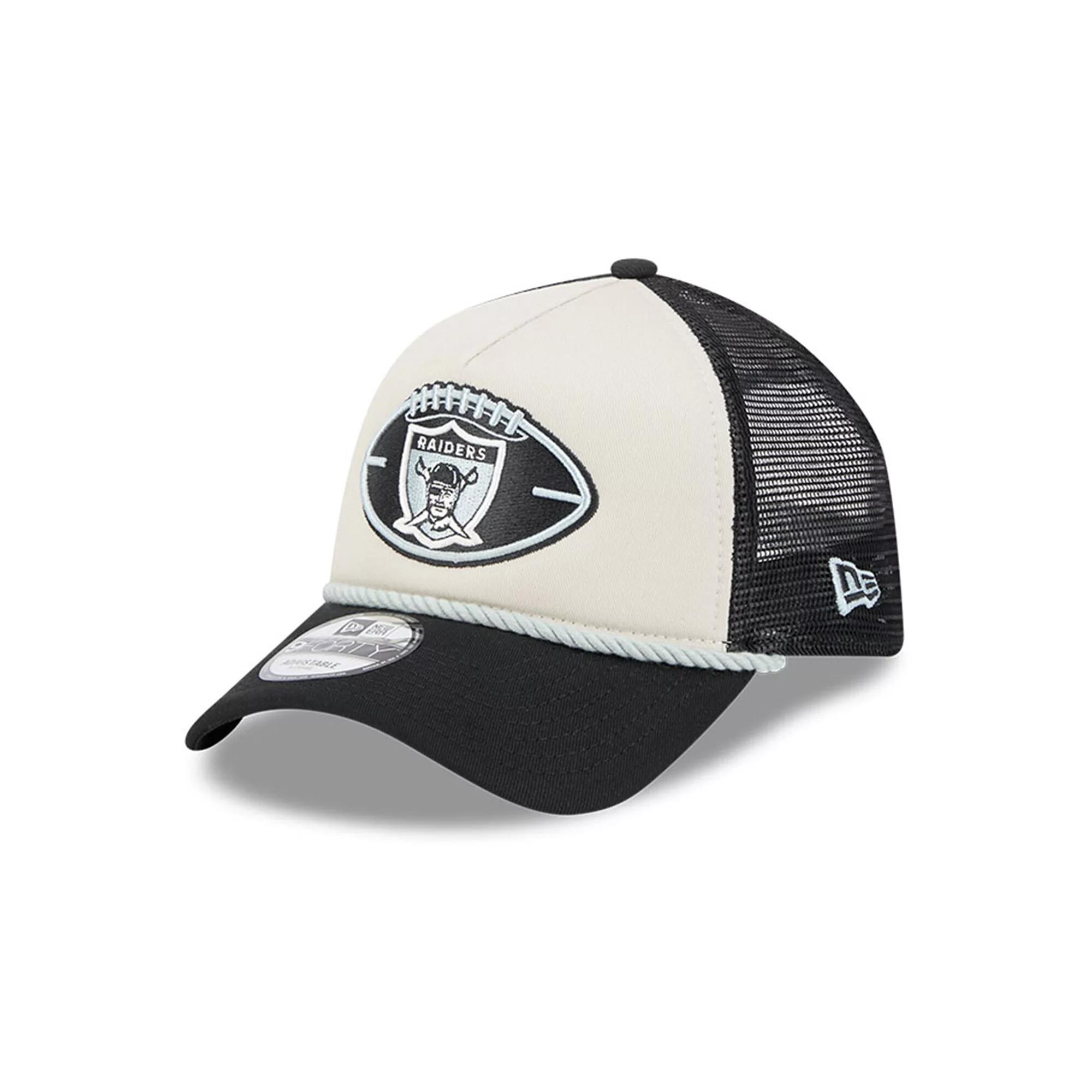 Men's New Era Stone/Black Las Vegas Raiders 2024 Sideline Historic 9FORTY A-Frame Trucker Adjustable Hat, Lvr Team Product Image