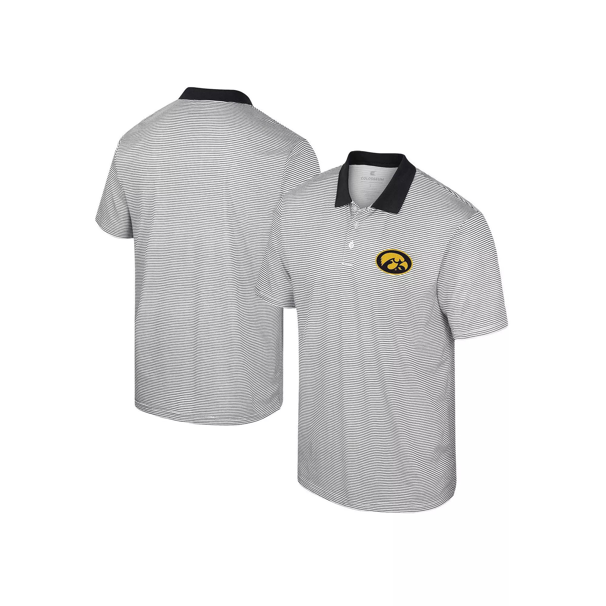 Men's Colosseum White Iowa Hawkeyes Print Stripe Polo,  Product Image