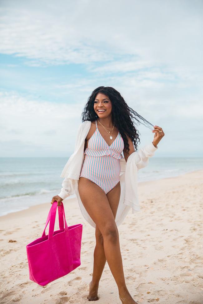 Love Like Ours Striped V-Neck One Piece Swimsuit FINAL SALE Product Image