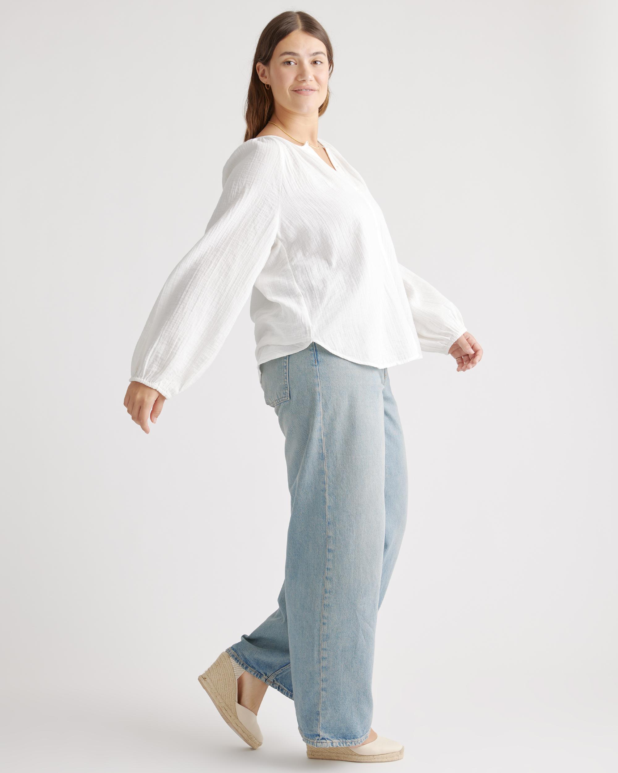 Quince | Women's Gauze Peasant Blouse Organic Cotton Product Image