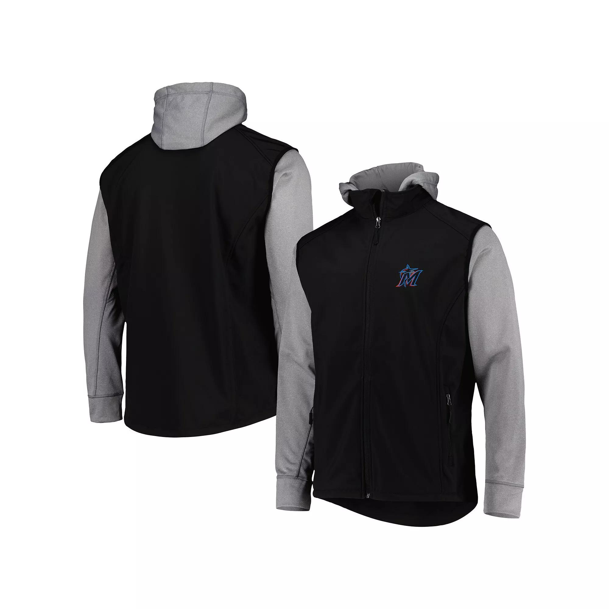 Men's Dunbrooke Black/Heather Gray Miami Marlins Alpha Full-Zip Jacket,  Product Image