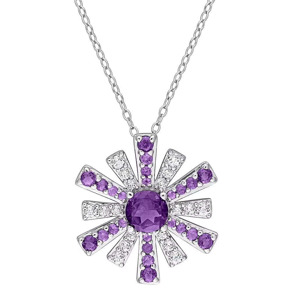 Stella Grace African Amethyst & White Topaz Starburst Pendant Necklace, Women's, Size: 18", Sterling Product Image
