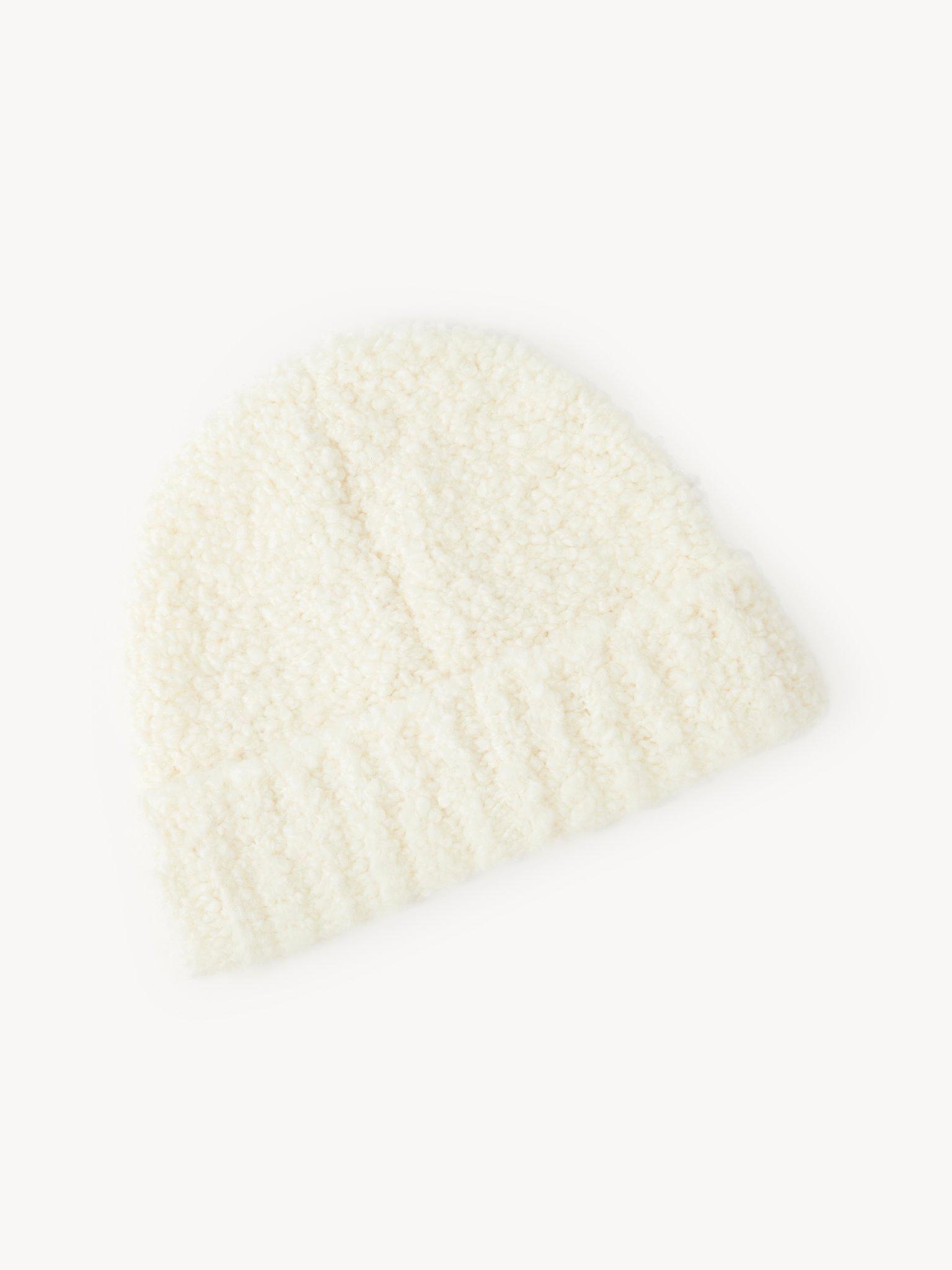 Beanie in curly wool knit Product Image