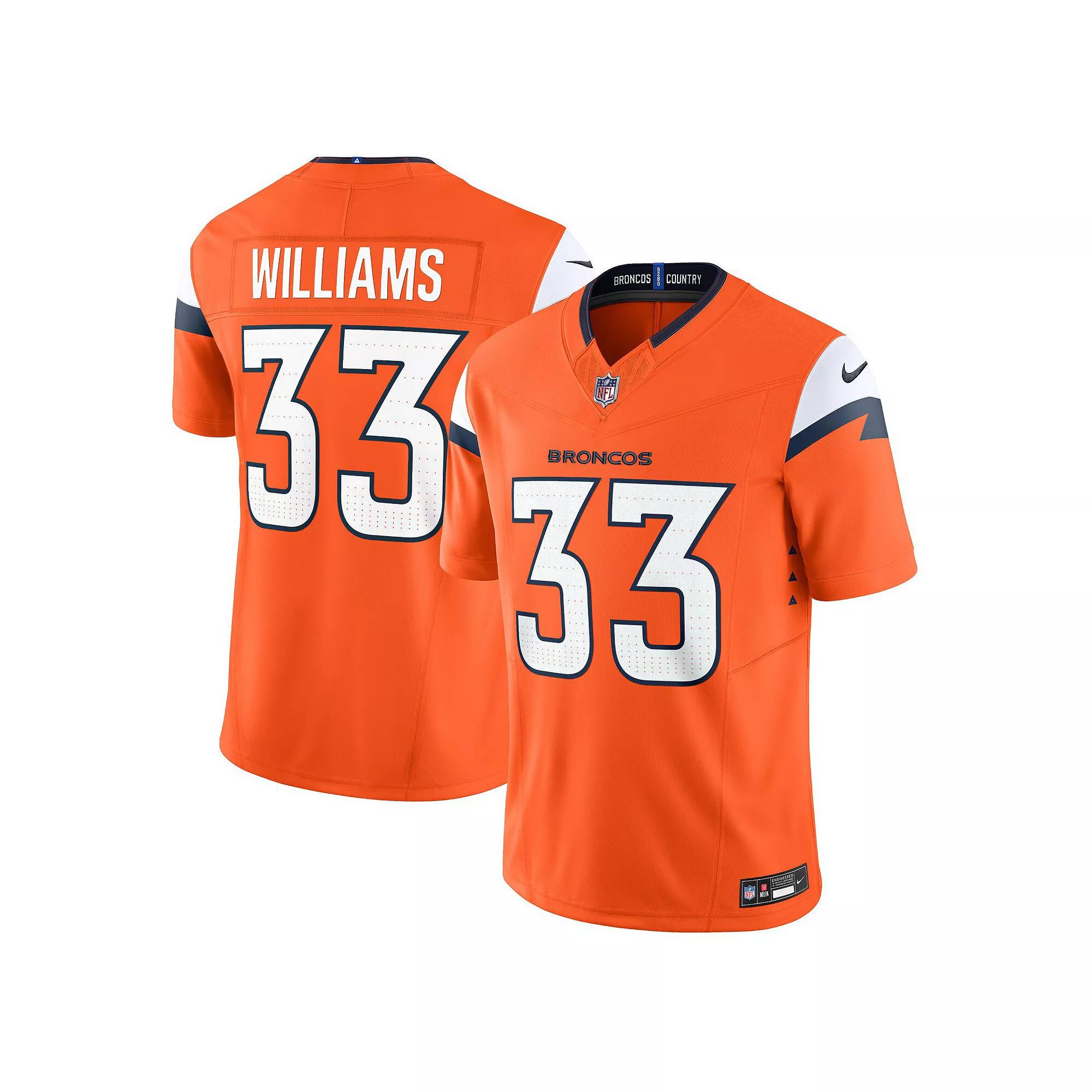 Men's Nike Javonte Williams Orange Denver Broncos Mile High Collection Vapor F.U.S.E. Limited Jersey, Size: Large Product Image