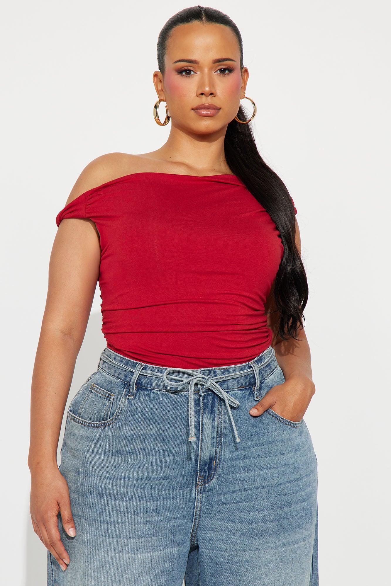 Kylie Off Shoulder Bodysuit - Red Female Product Image