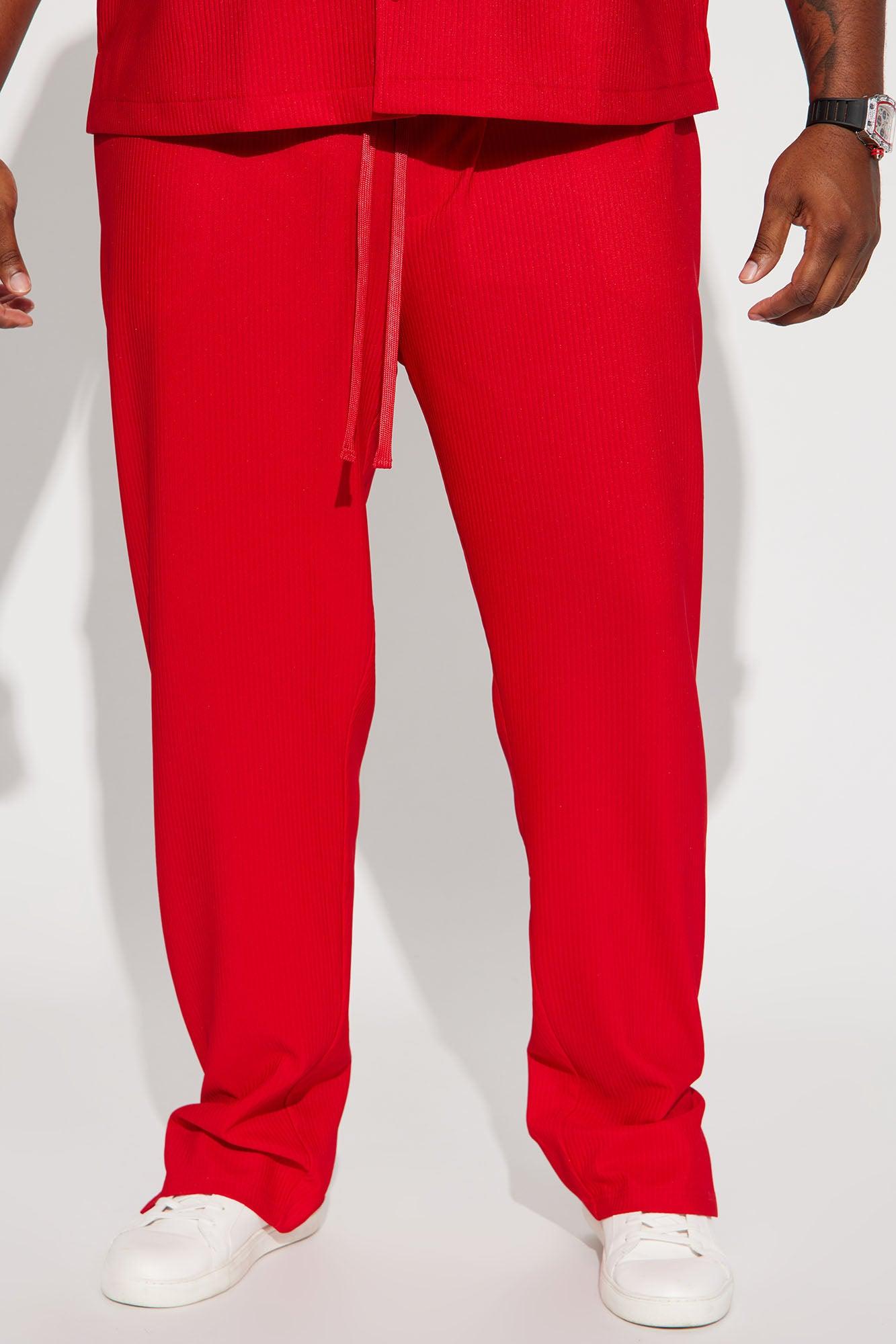 Show Up Slim Slit Pants - Red Product Image