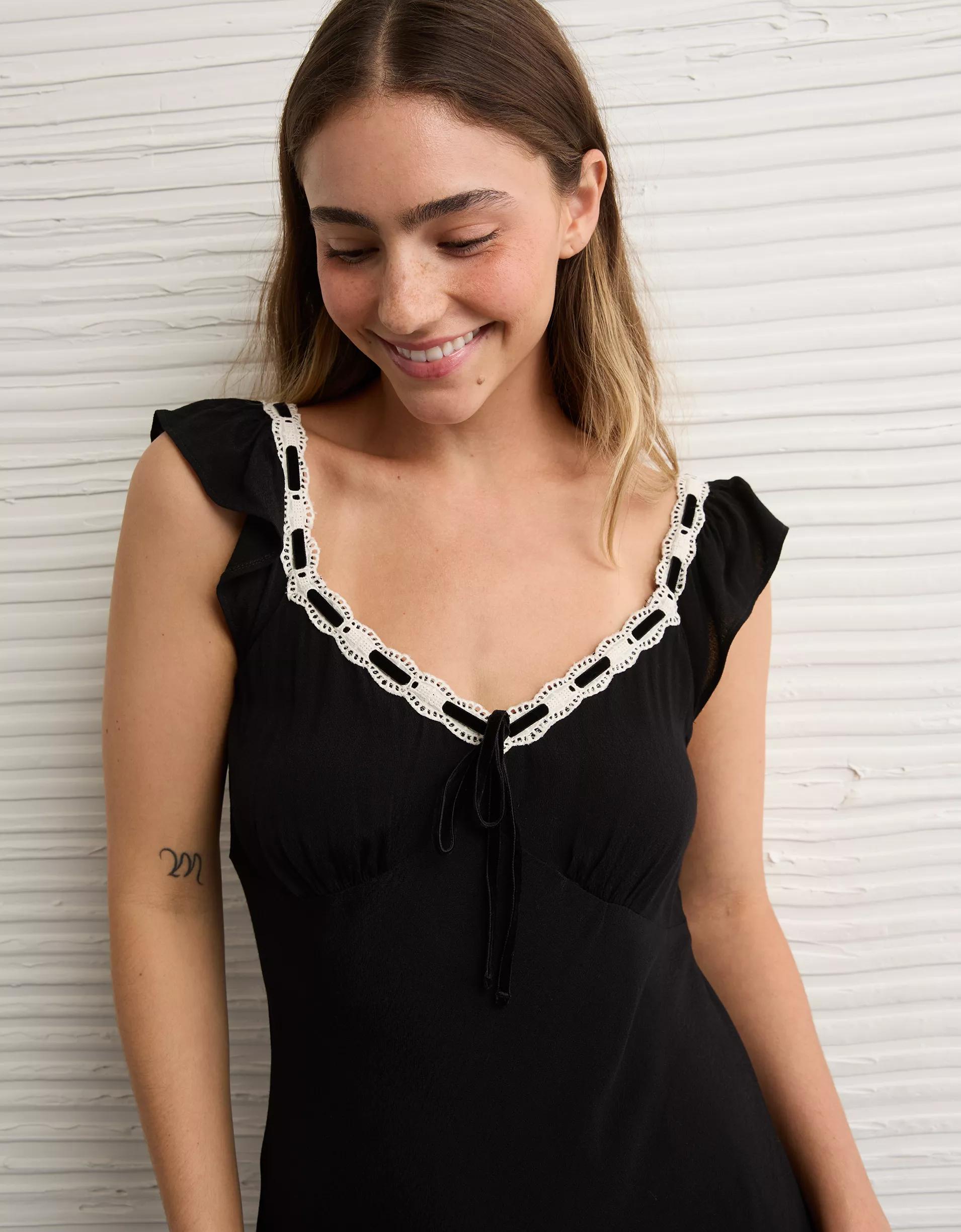 AE Lace Trim Midi Dress Product Image