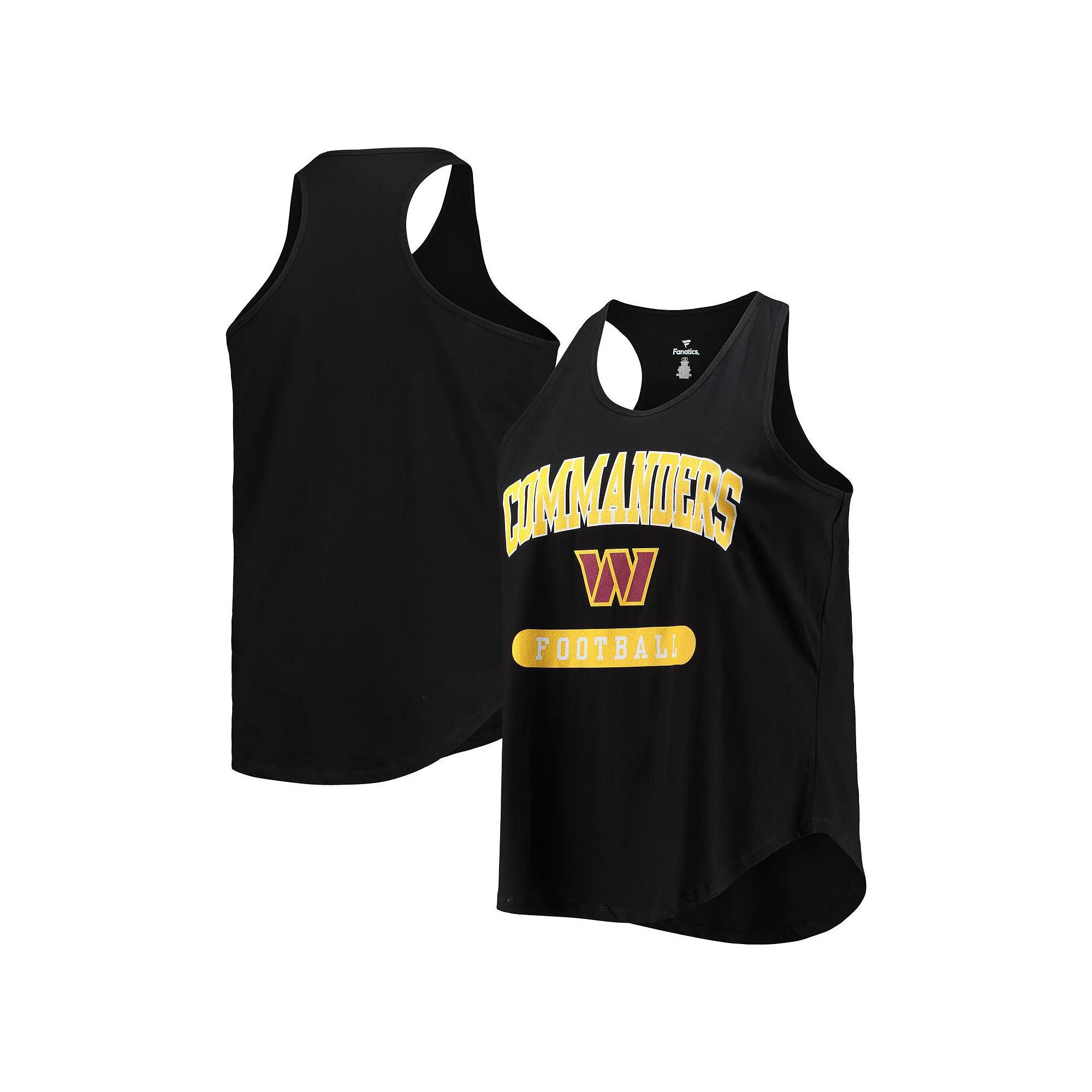Women's Black Washington Commanders Plus Size Team Racerback Tank Top, Size: 1XL, Wft Black Product Image