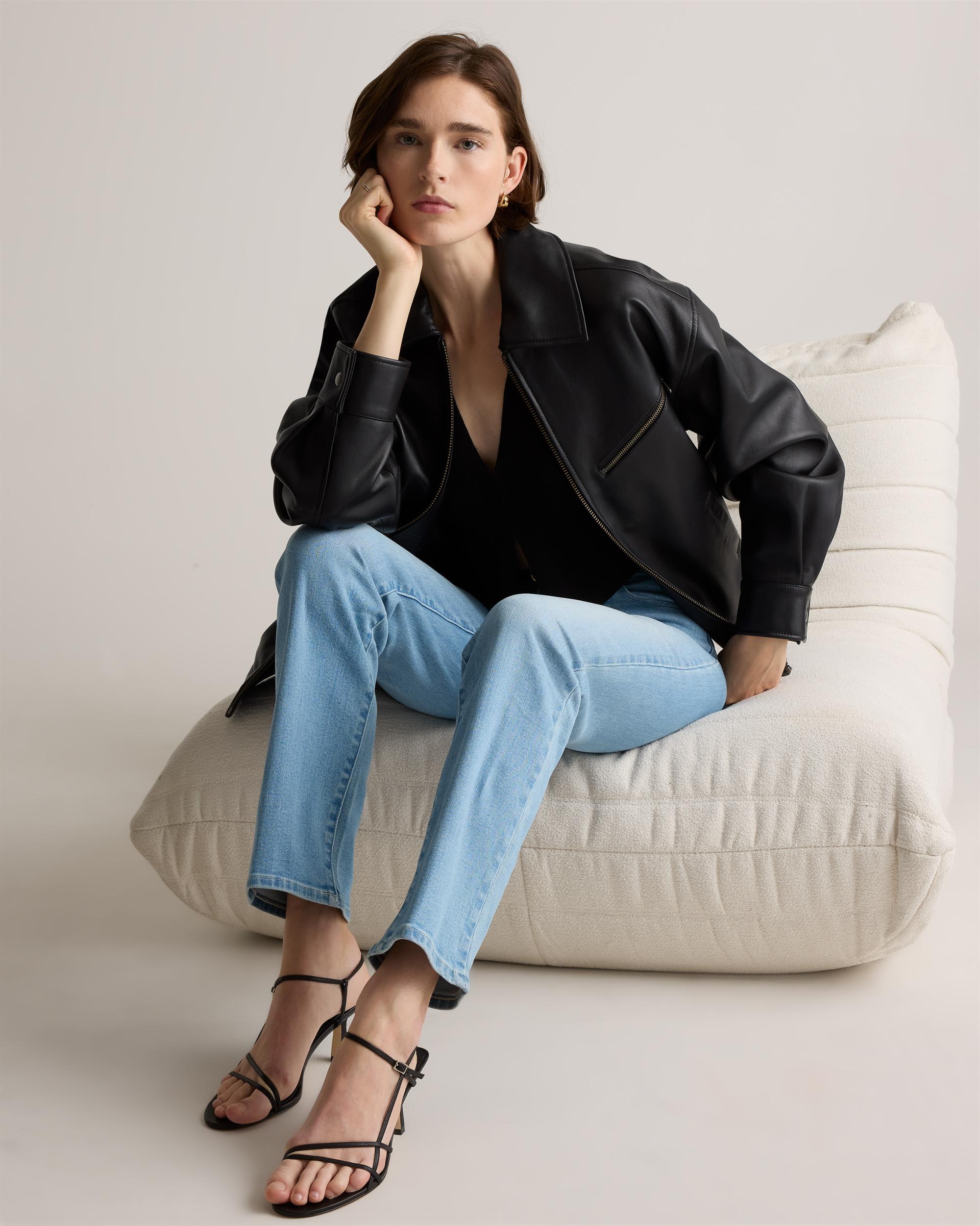 Quince | Women's OverSized Bomber Jacket Leather Product Image