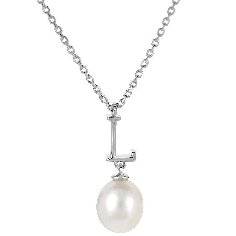 PearLustre by Imperial Sterling Silver Freshwater Cultured Pearl Initial Pendant Necklace, Women's,  Product Image