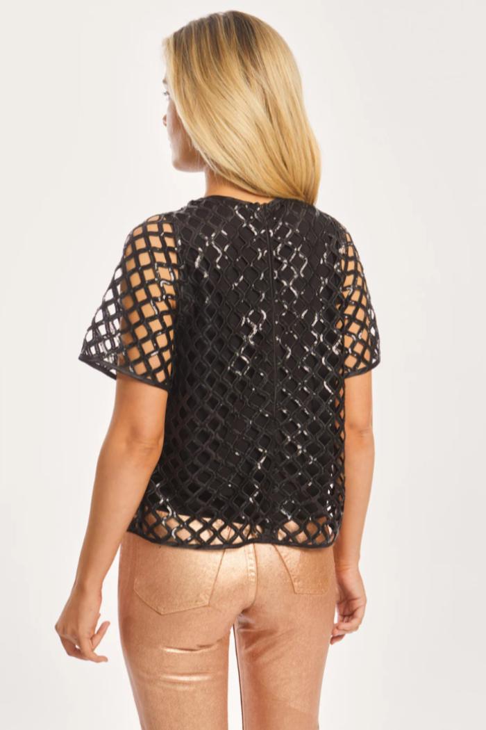 Carmen Black Openwork Sequin Top Product Image